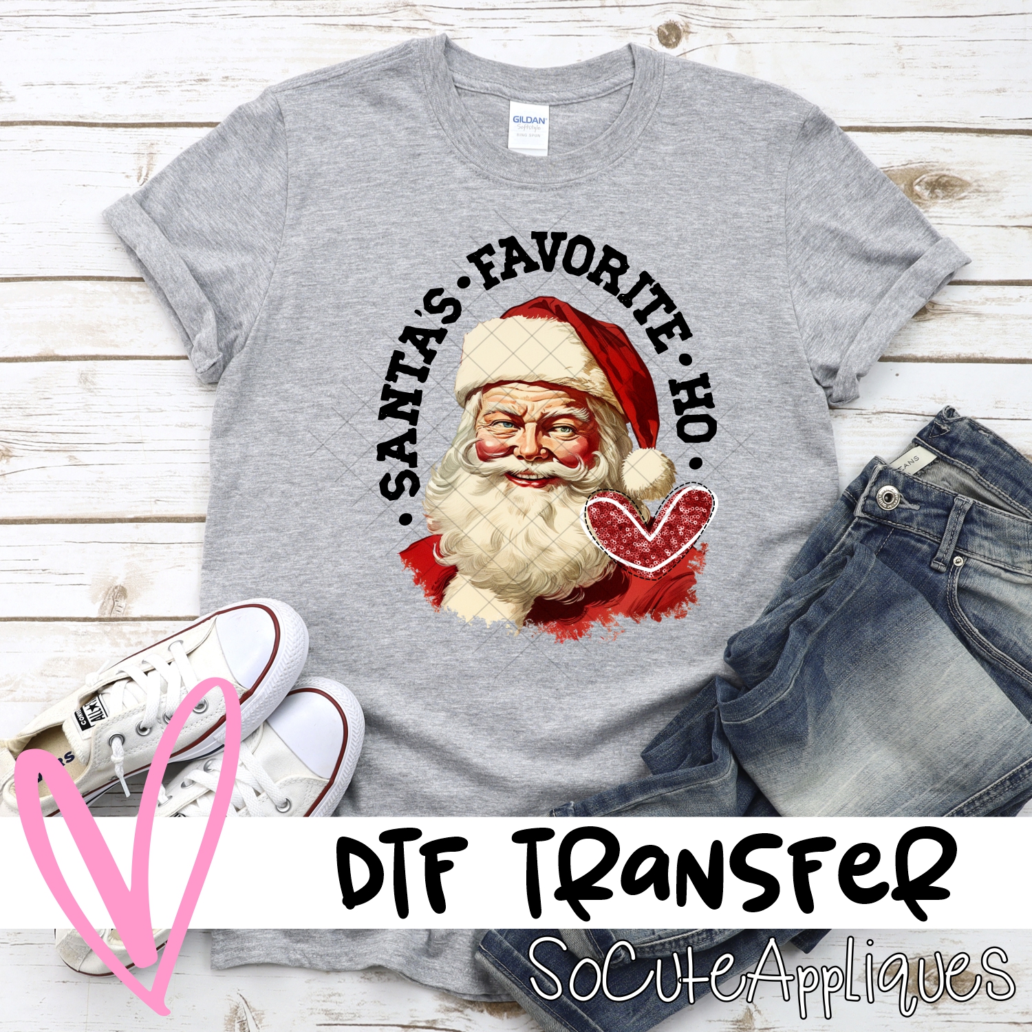 Santas favorite ho red heart *DTF* Transfer