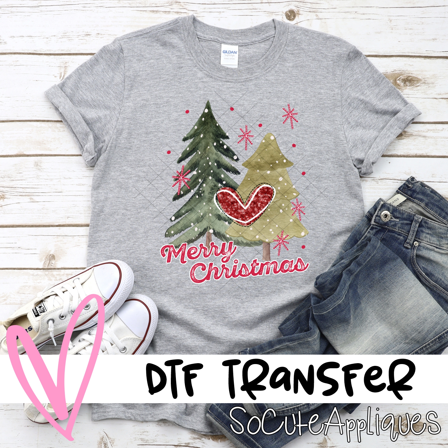 Merry Christmas double tree *DTF* Transfer