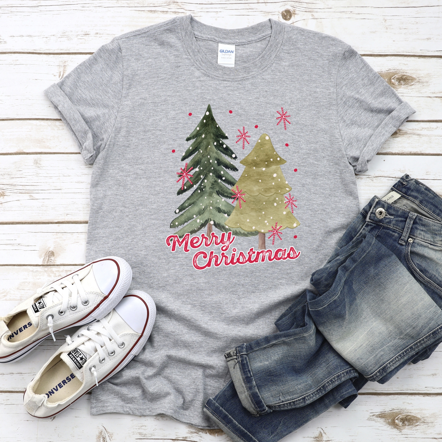 Merry Christmas double tree no heart *DTF* Transfer - Image 2
