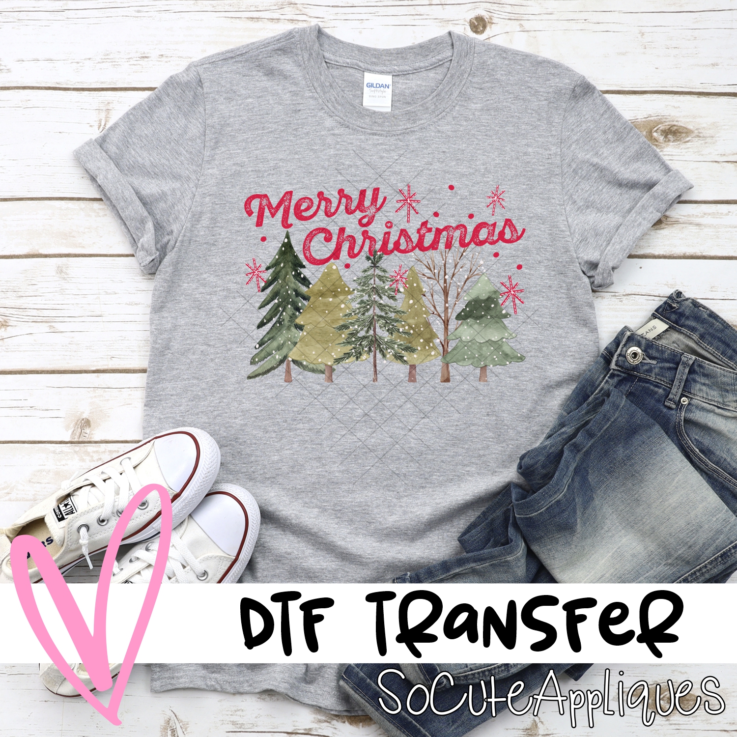 Merry Christmas multi tree no heart *DTF* Transfer