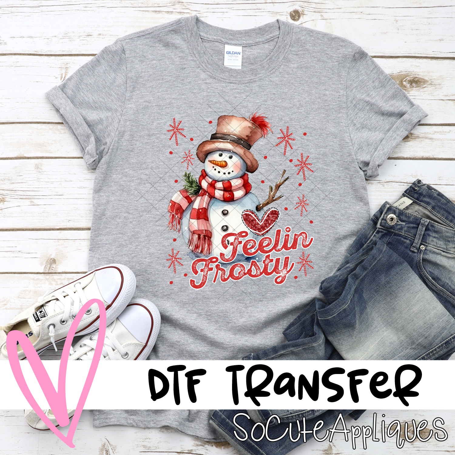Feelin Frosty red heart no leopard *DTF* Transfer