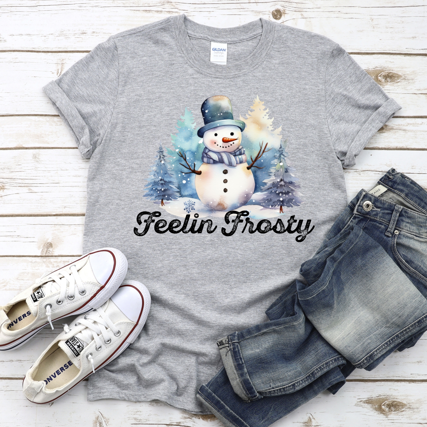 Feelin Frosty blue snowman scene *DTF* Transfer - Image 2