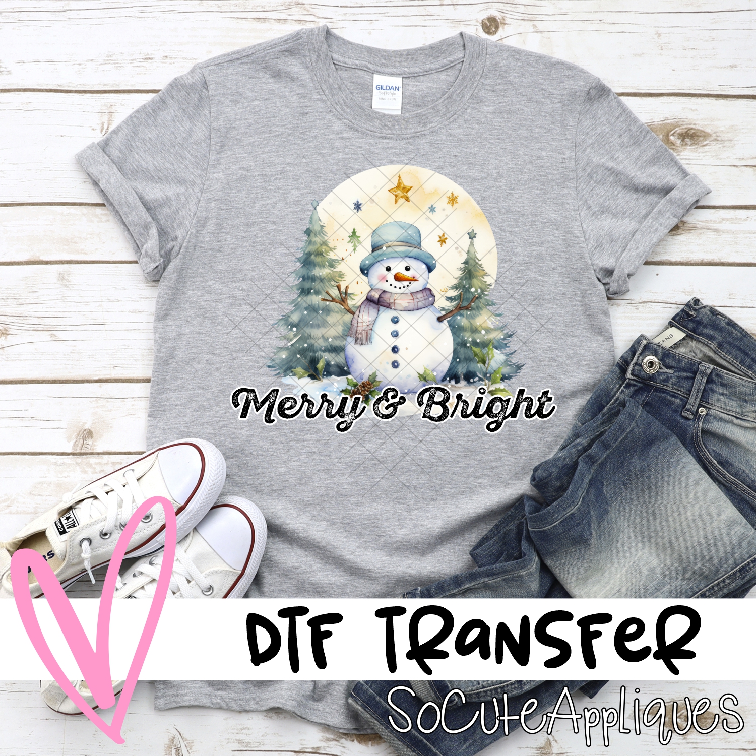 Merry bright snowman *DTF* Transfer