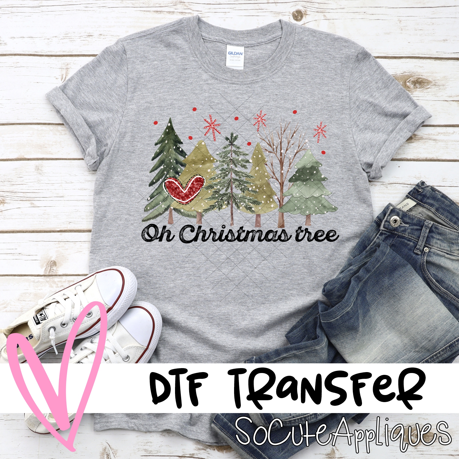 Oh Christmas tree red heart *DTF* Transfer