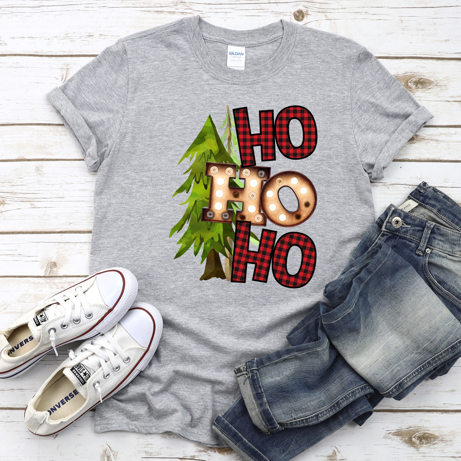 Ho ho ho red plaid marquee *DTF* Transfer - Image 2