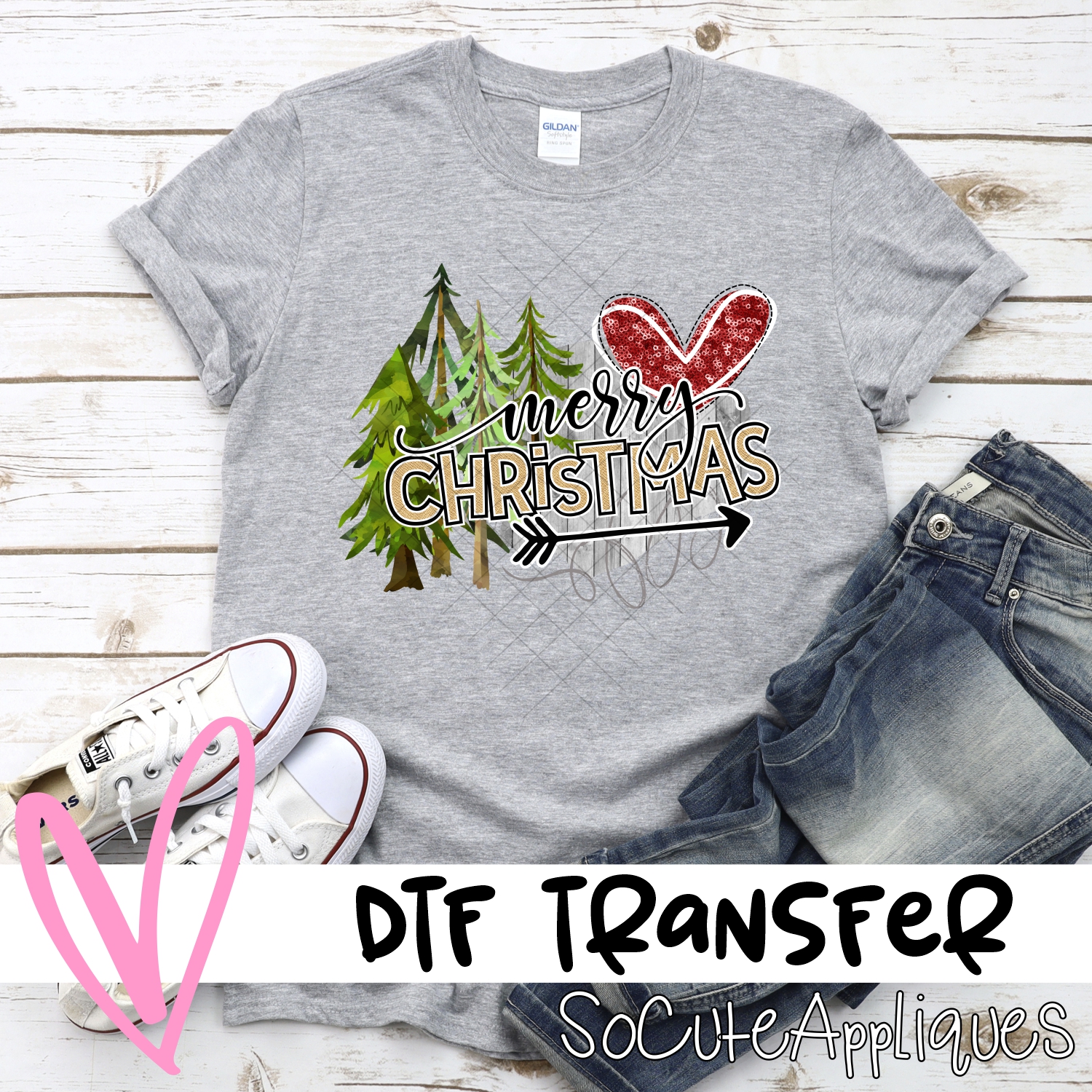 Merry Christmas multi tree on wood *DTF* Transfer