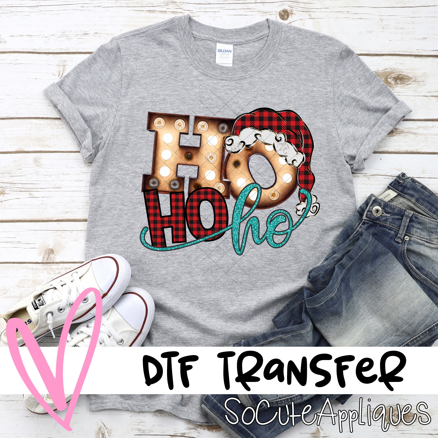 Ho ho ho plaid hat *DTF* Transfer