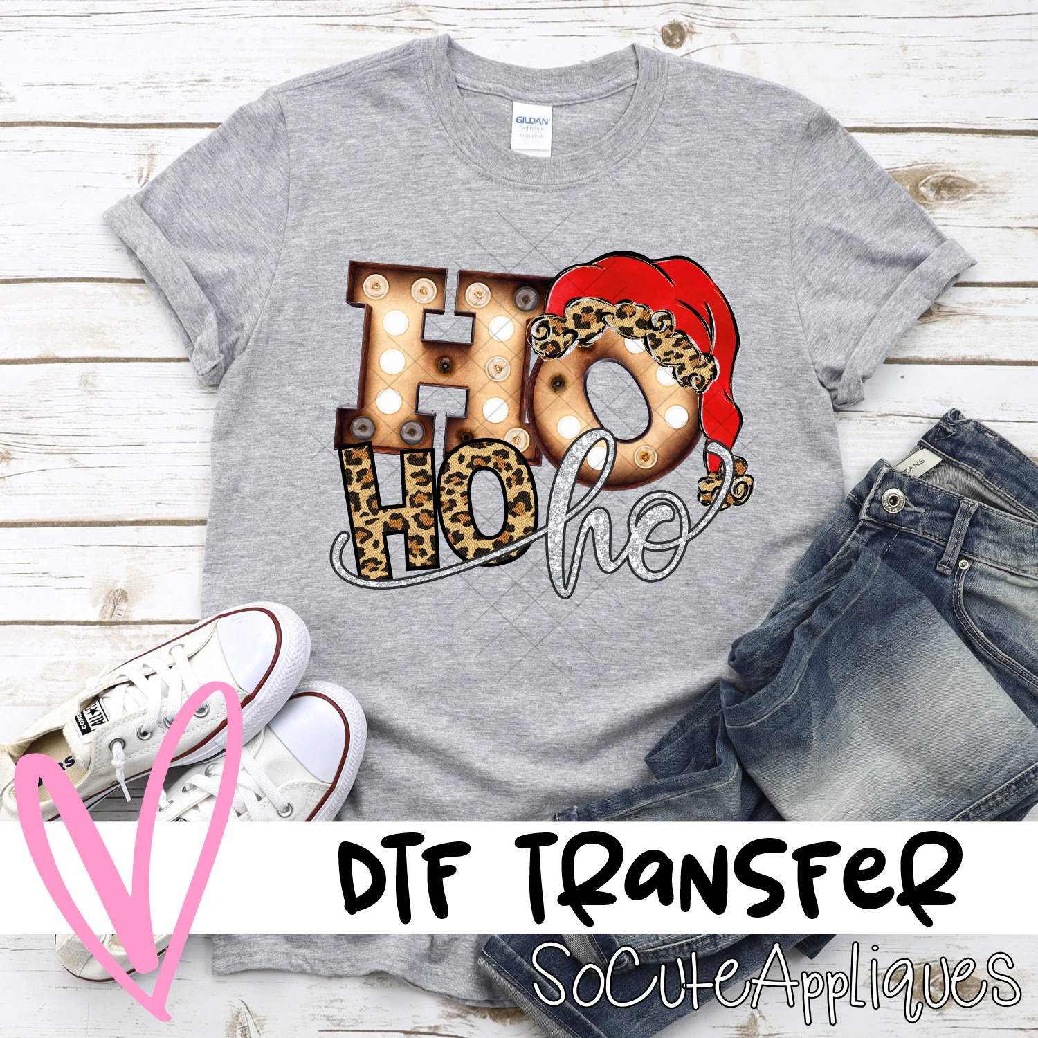 Ho ho ho red hat leopard *DTF* Transfer