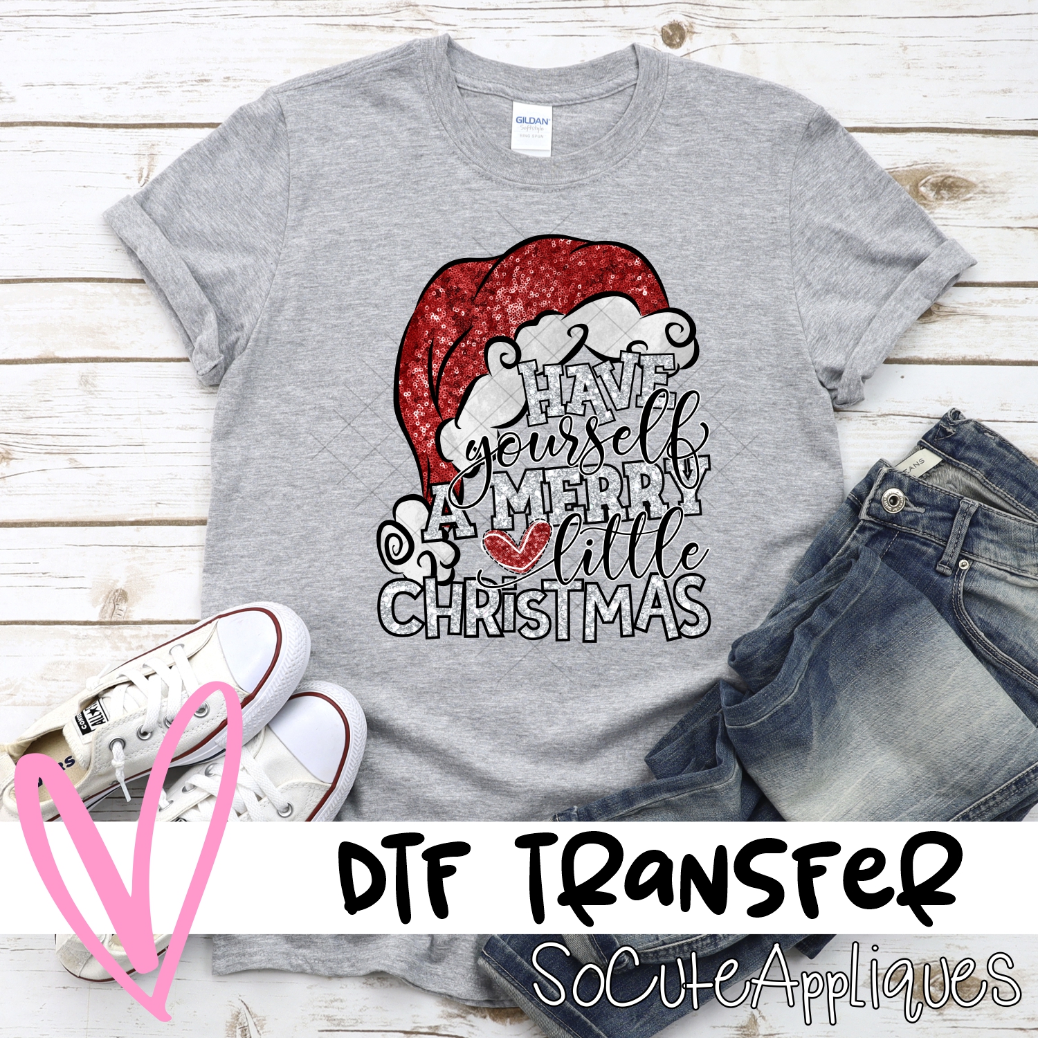 Have yourself a Merry little Christmas glitter hat *DTF* Transfer