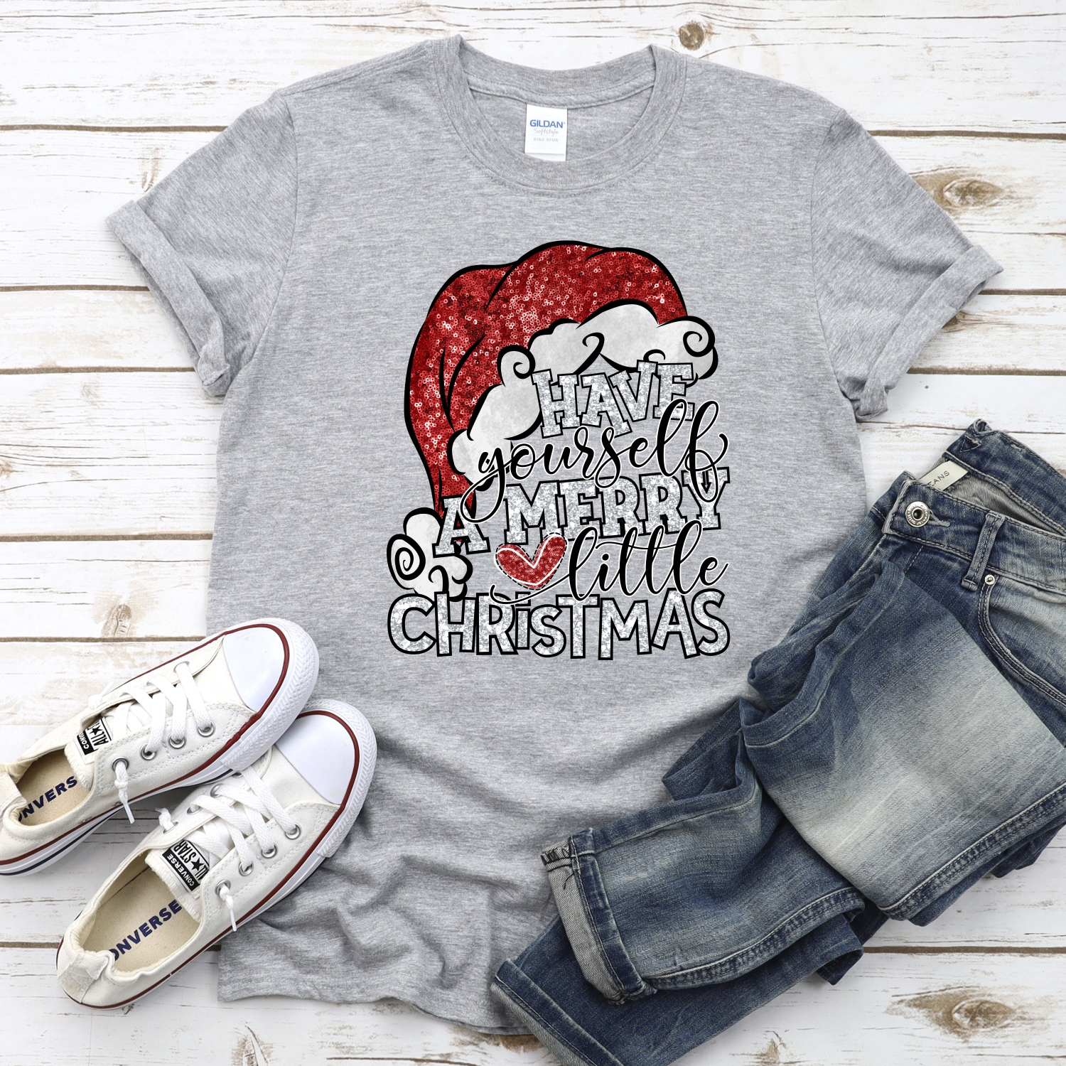 Have yourself a Merry little Christmas glitter hat *DTF* Transfer - Image 2