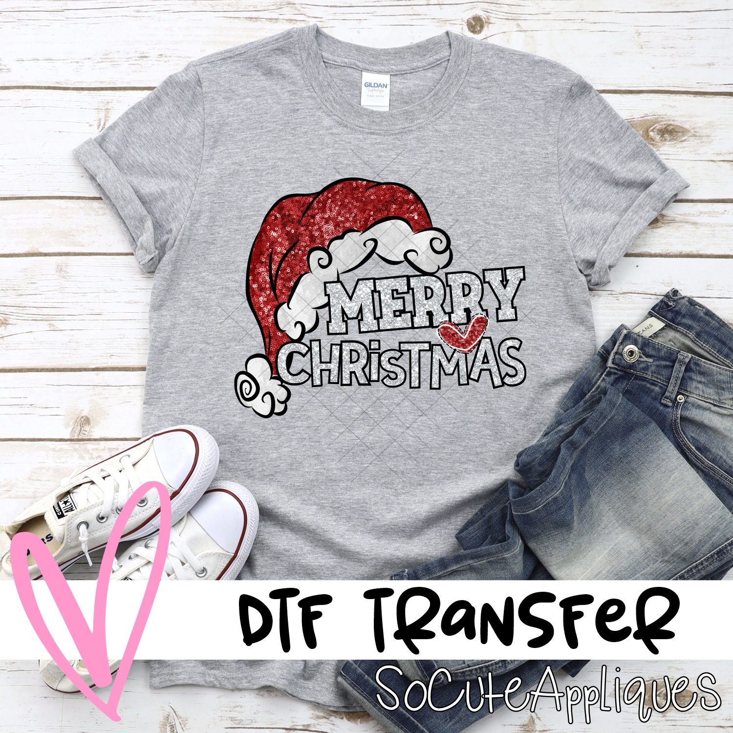 Merry Christmas sequin glitter *DTF* Transfer