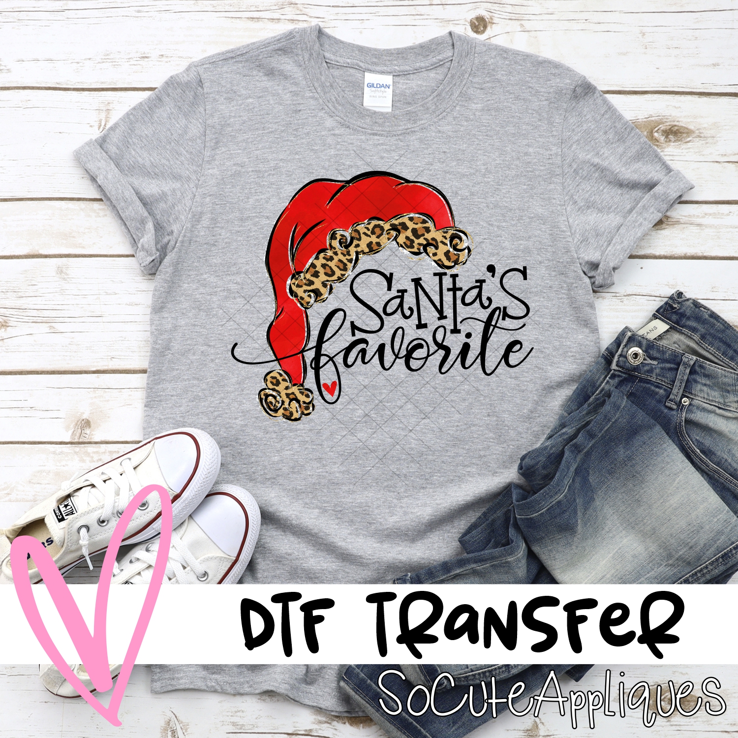Santas Favorite red leopard hat *DTF* Transfer