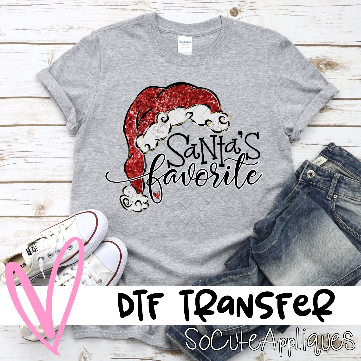 Santas Favorite red sequin hat *DTF* Transfer