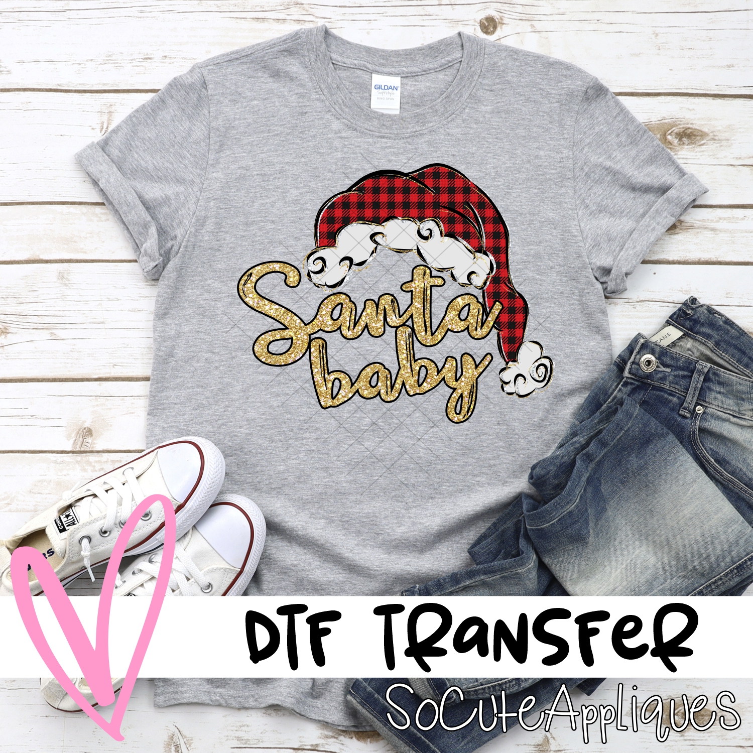 Santa baby plaid hat *DTF* Transfer
