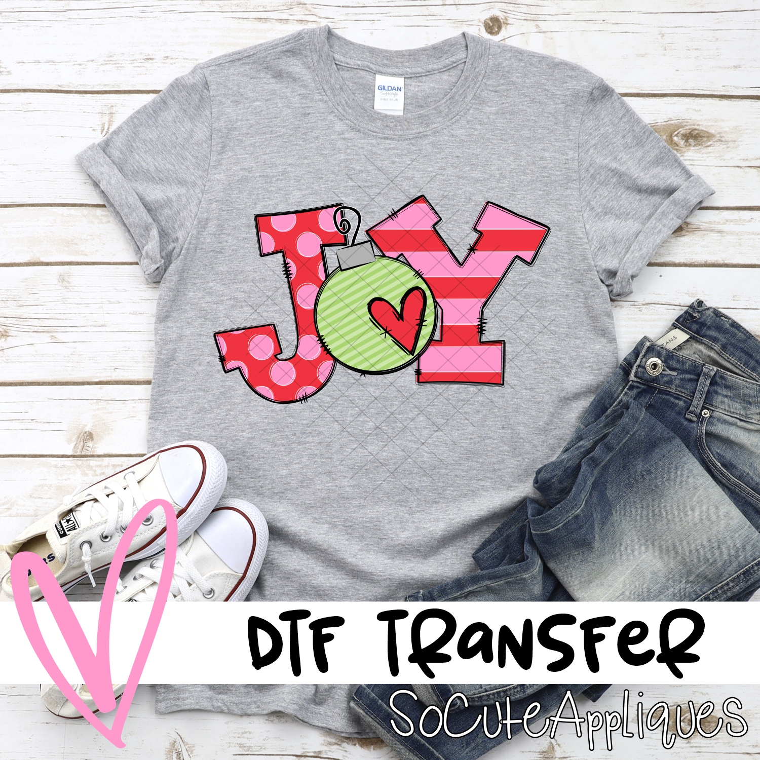 JOY pink red green *DTF* Transfer