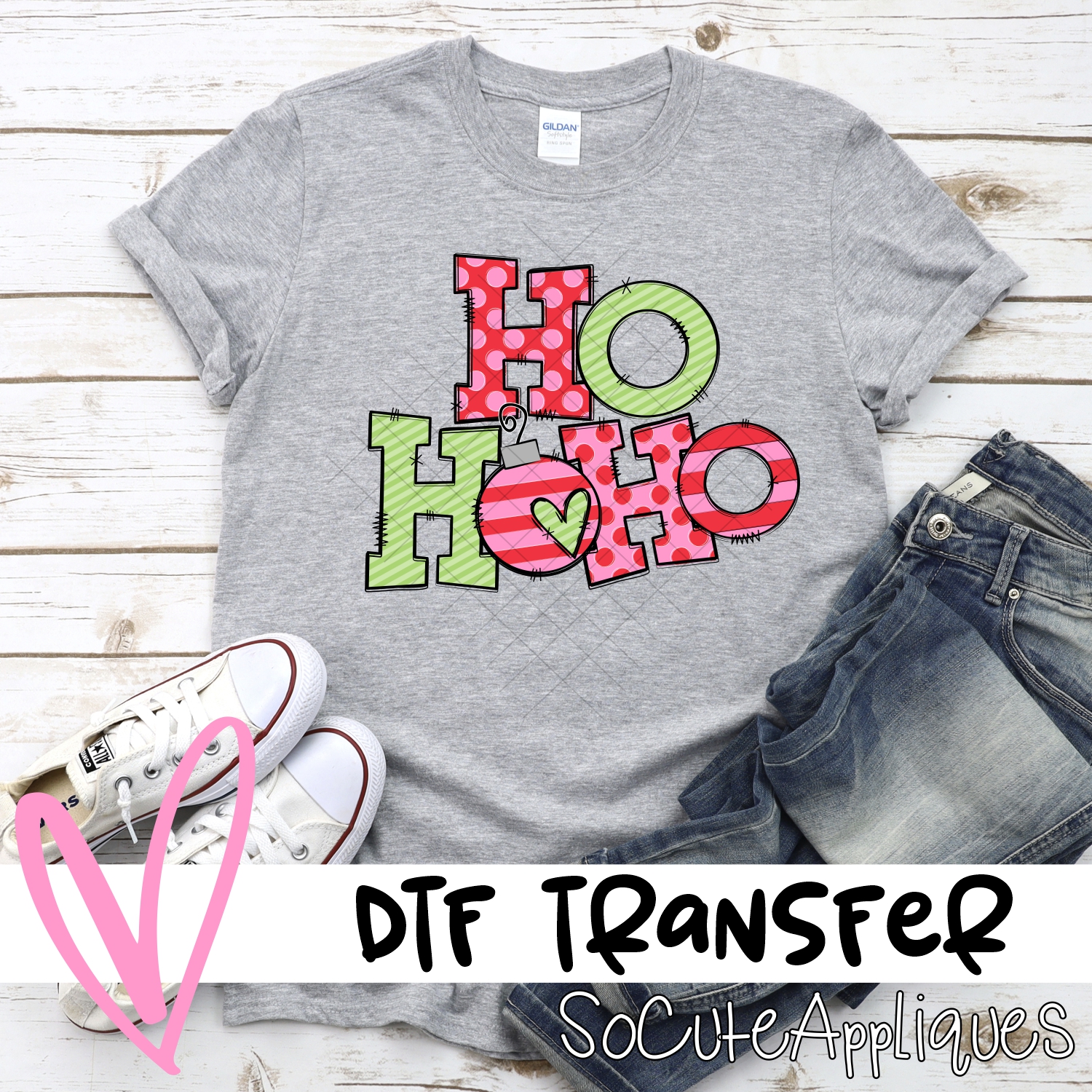 Ho ho ho pink red green *DTF* Transfer