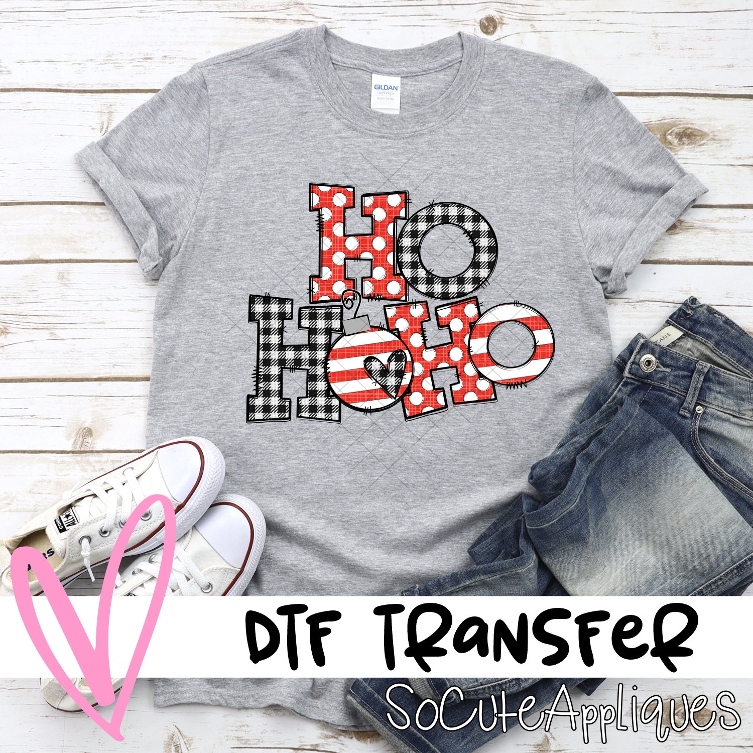 Ho ho ho red black white *DTF* Transfer