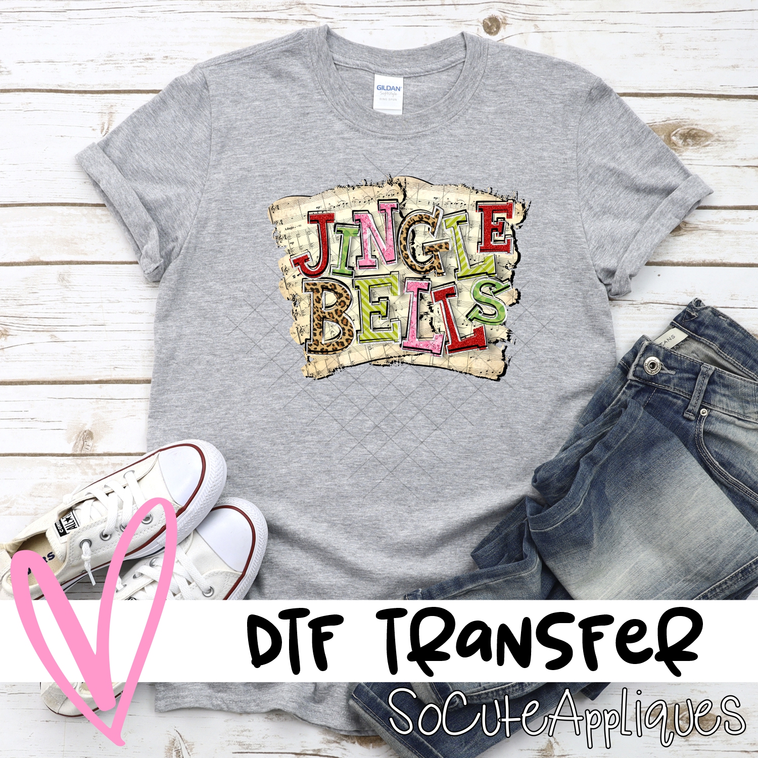 Jingle bells on music sheets *DTF* Transfer