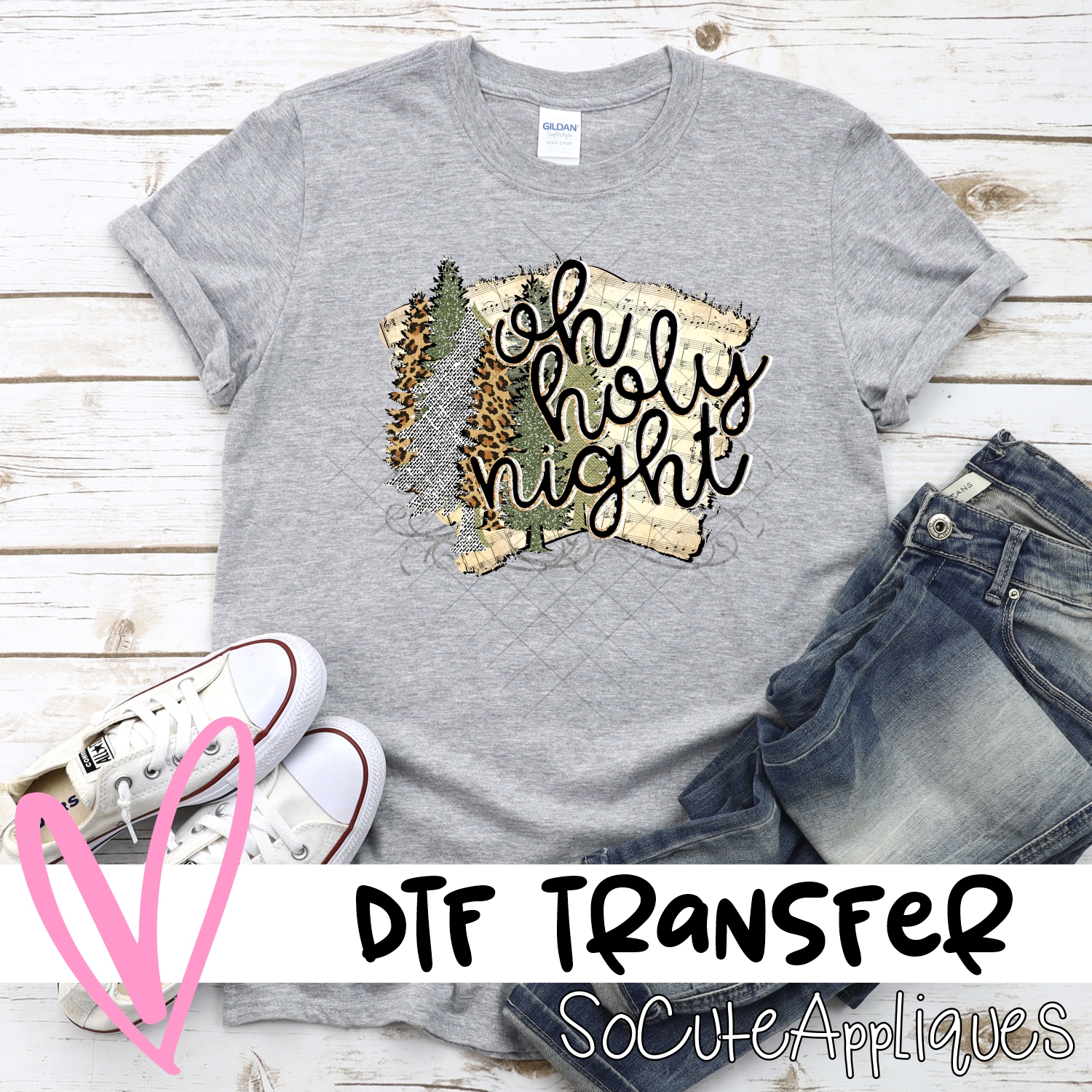 Oh holy night on music sheet *DTF* Transfer