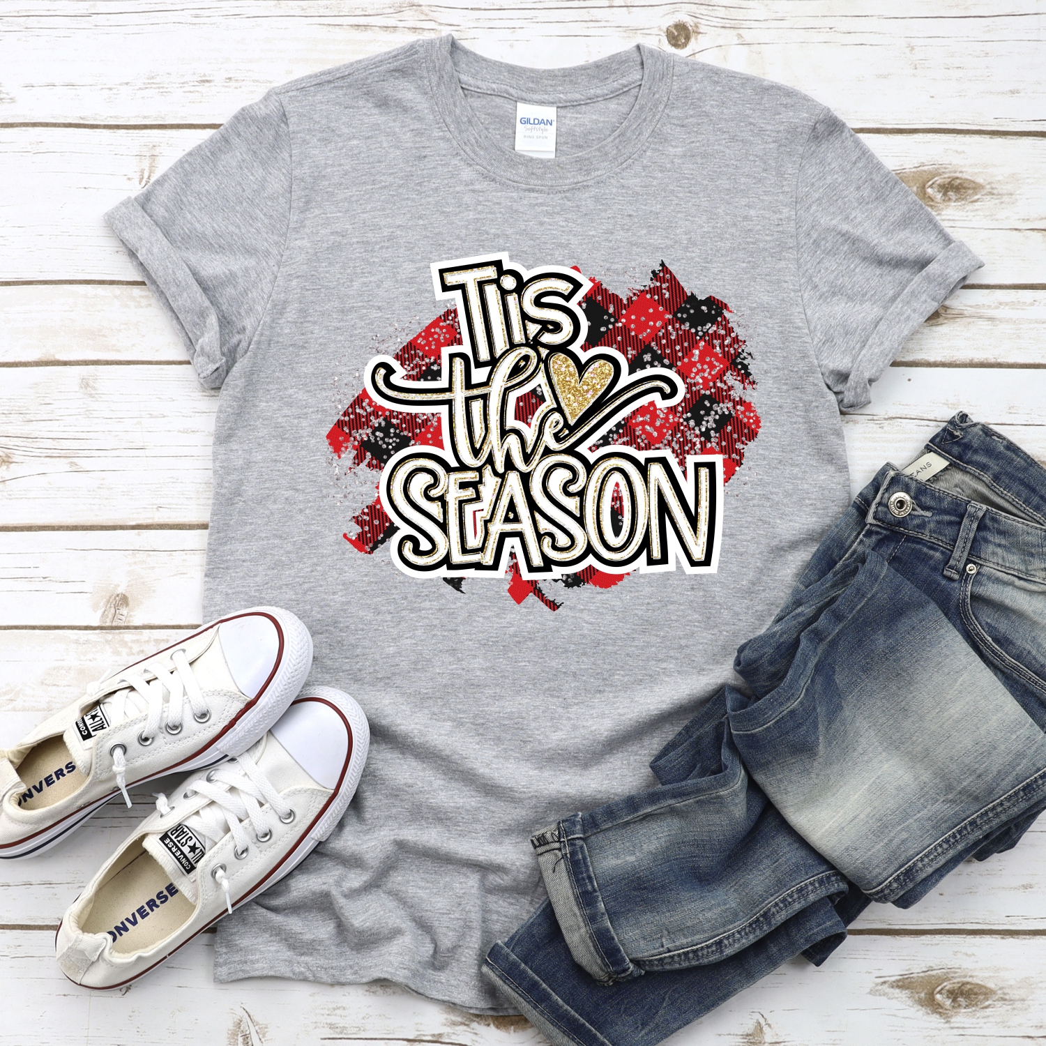 Tis the season red black plaid *DTF* Transfer - Image 2