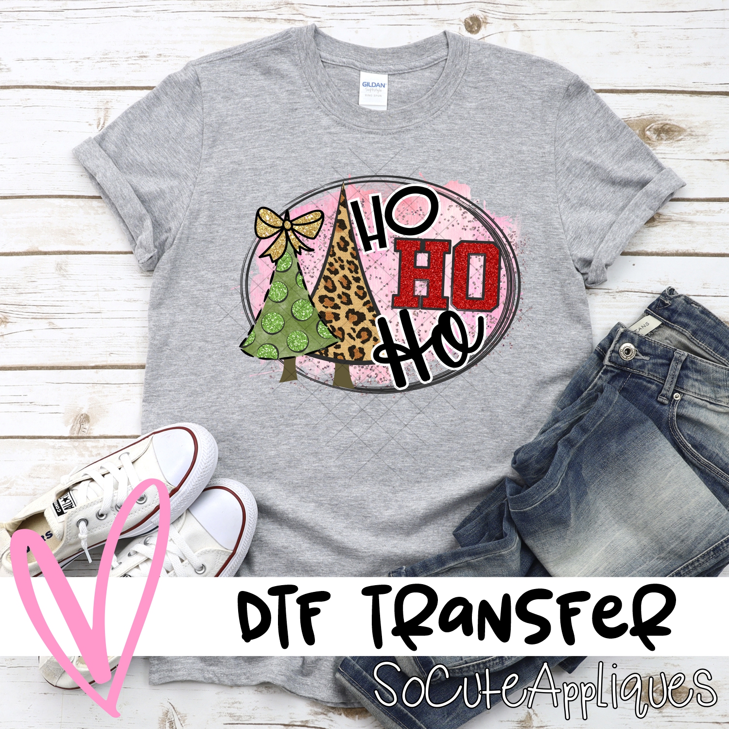 Ho ho ho circle green and leopard *DTF* Transfer