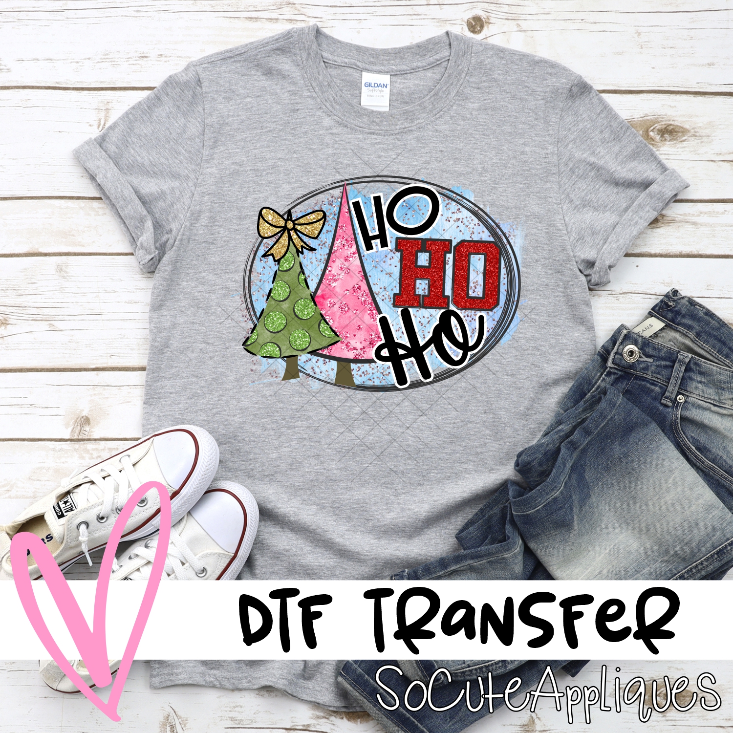 Ho ho ho circle green and pink *DTF* Transfer