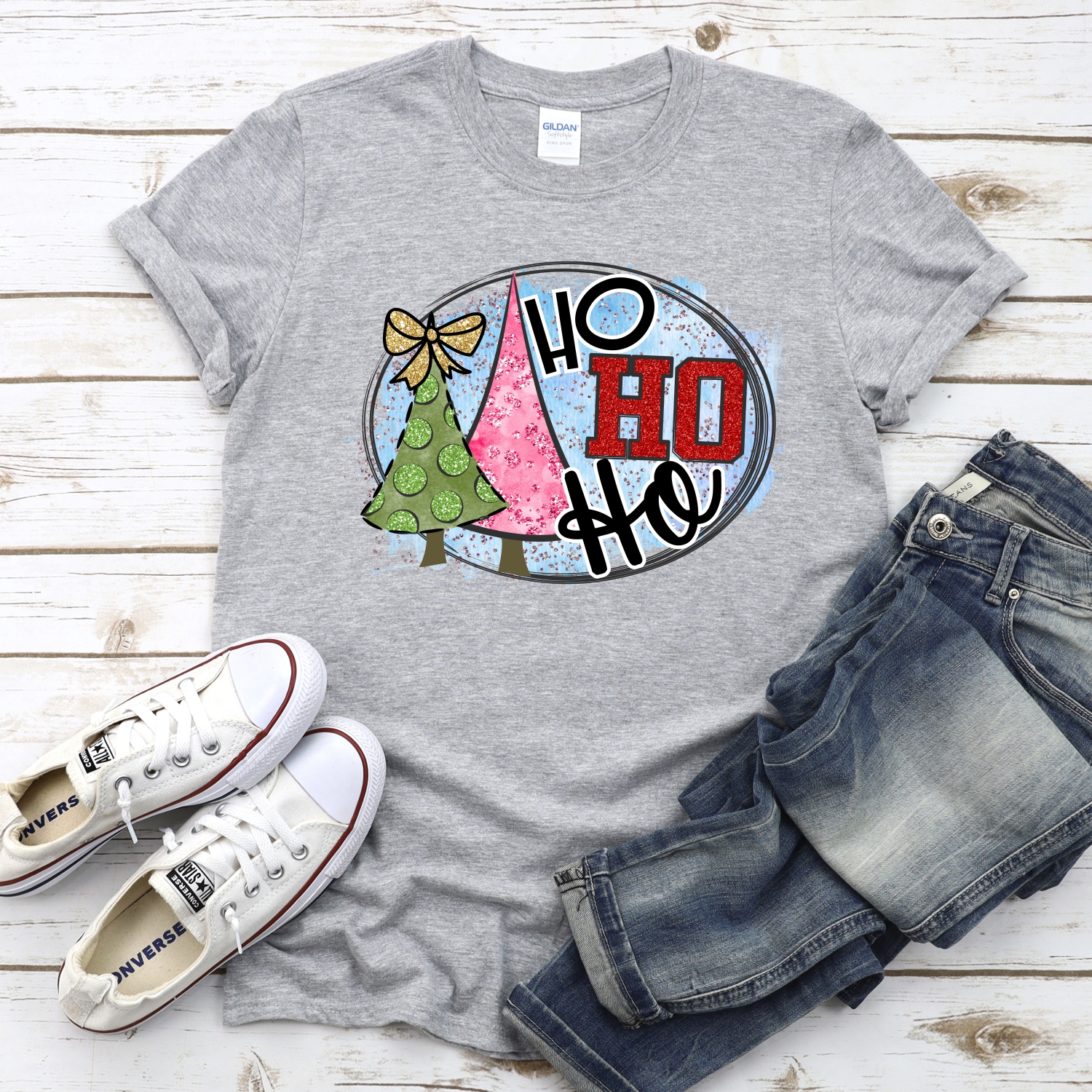 Ho ho ho circle green and pink *DTF* Transfer - Image 2