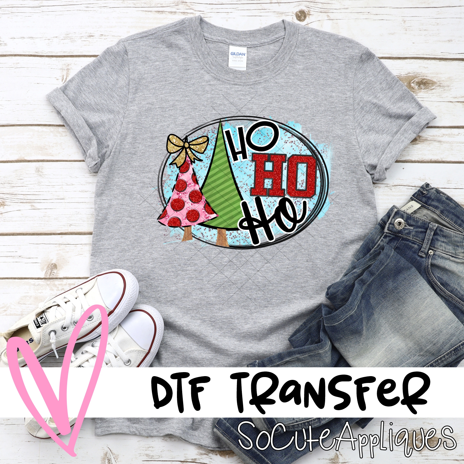 Ho ho ho circle pink and green *DTF* Transfer