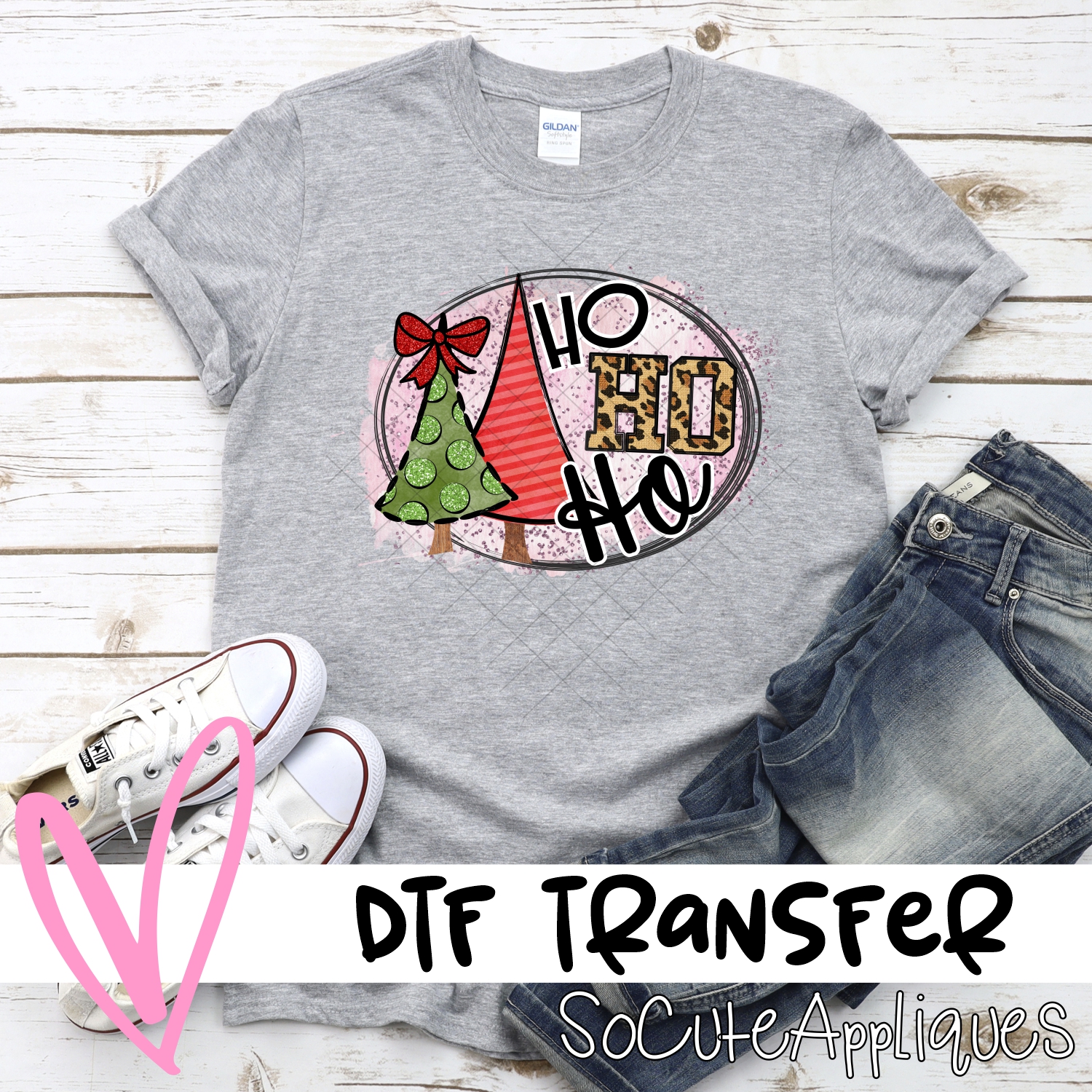 Ho ho ho circle Green Red *DTF* Transfer