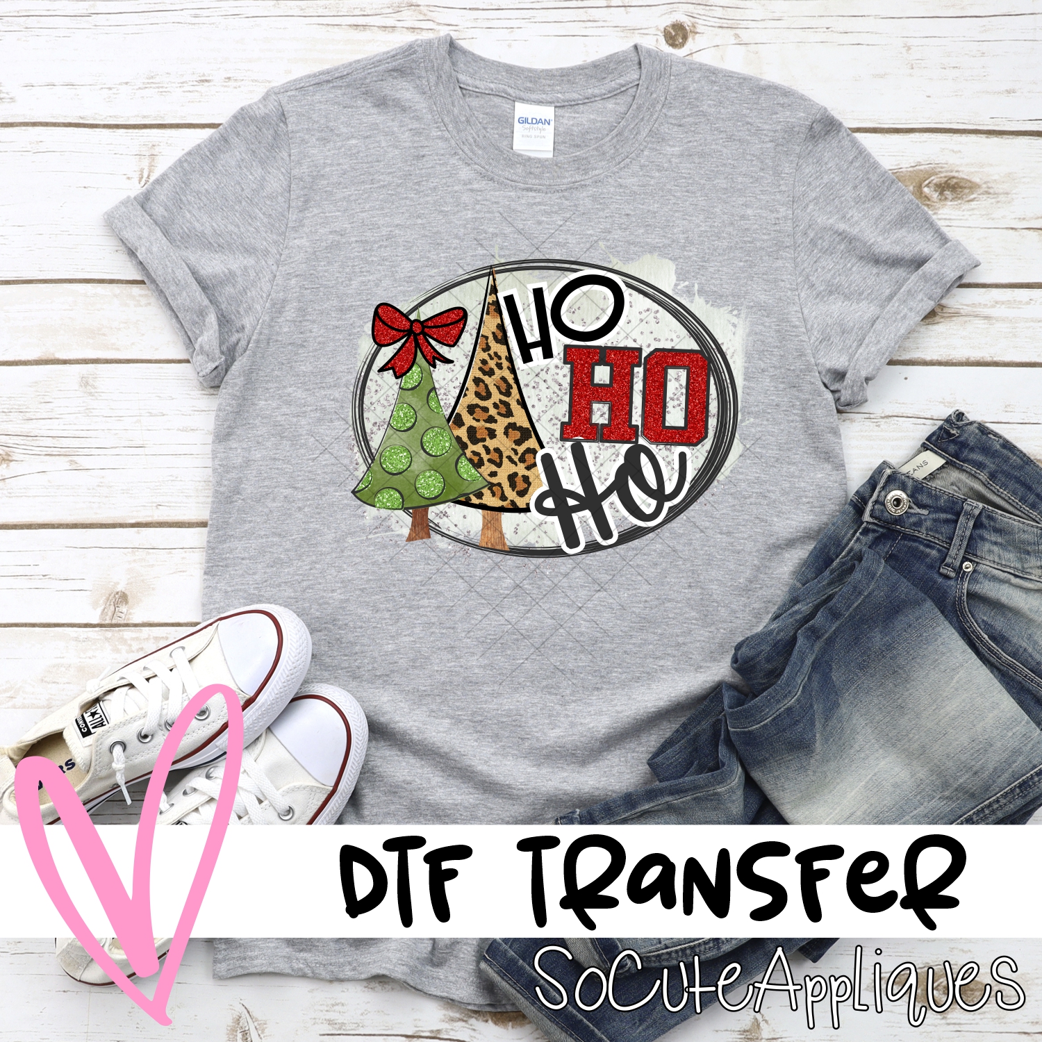 Ho ho ho circle Green Leopard *DTF* Transfer