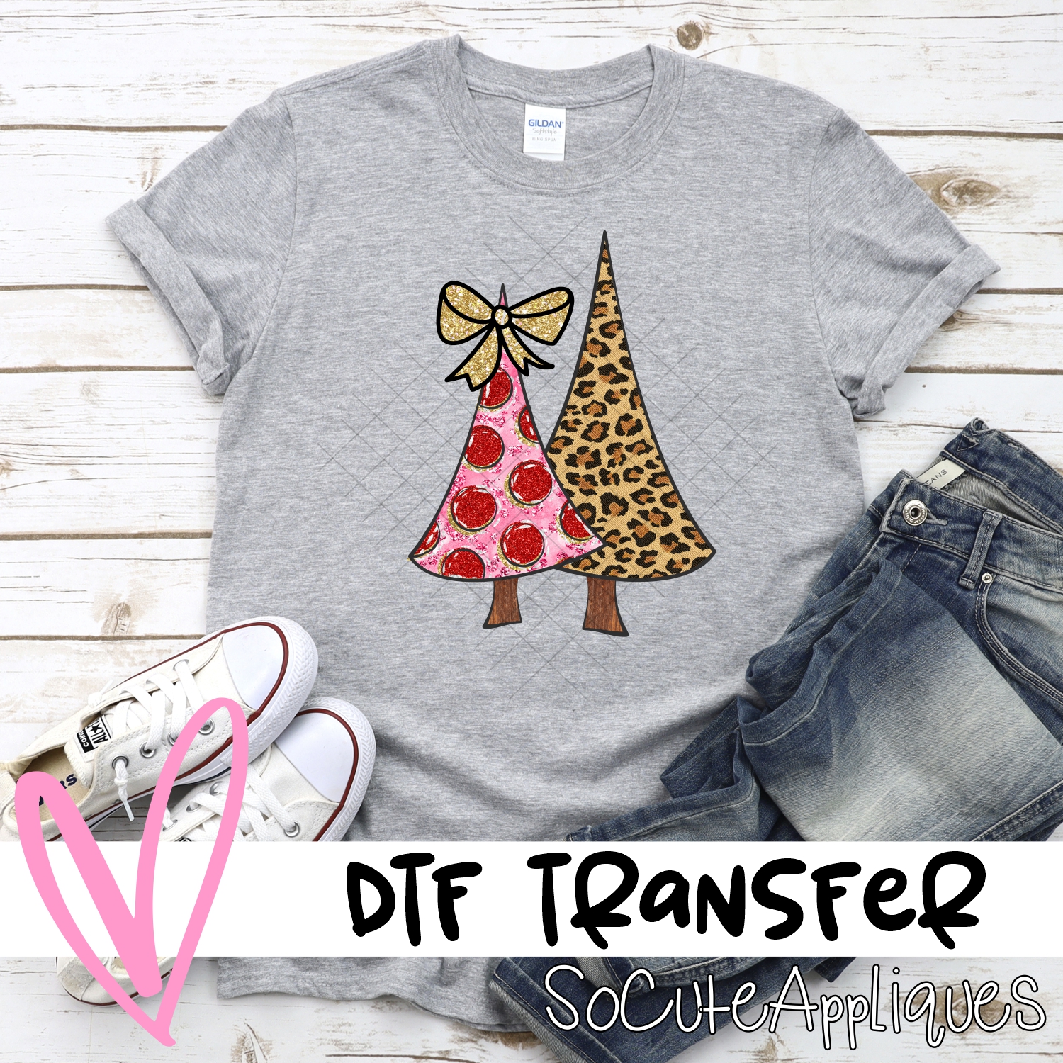 Pink leopard double tree *DTF* Transfer