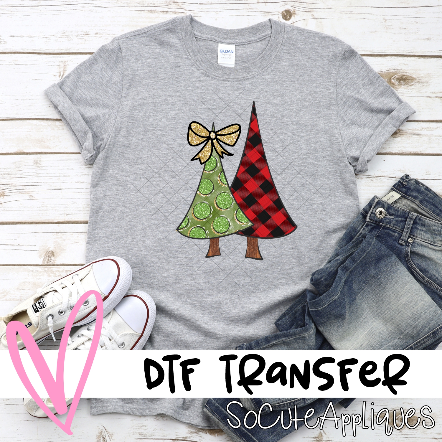 Green Red plaid double tree *DTF* Transfer
