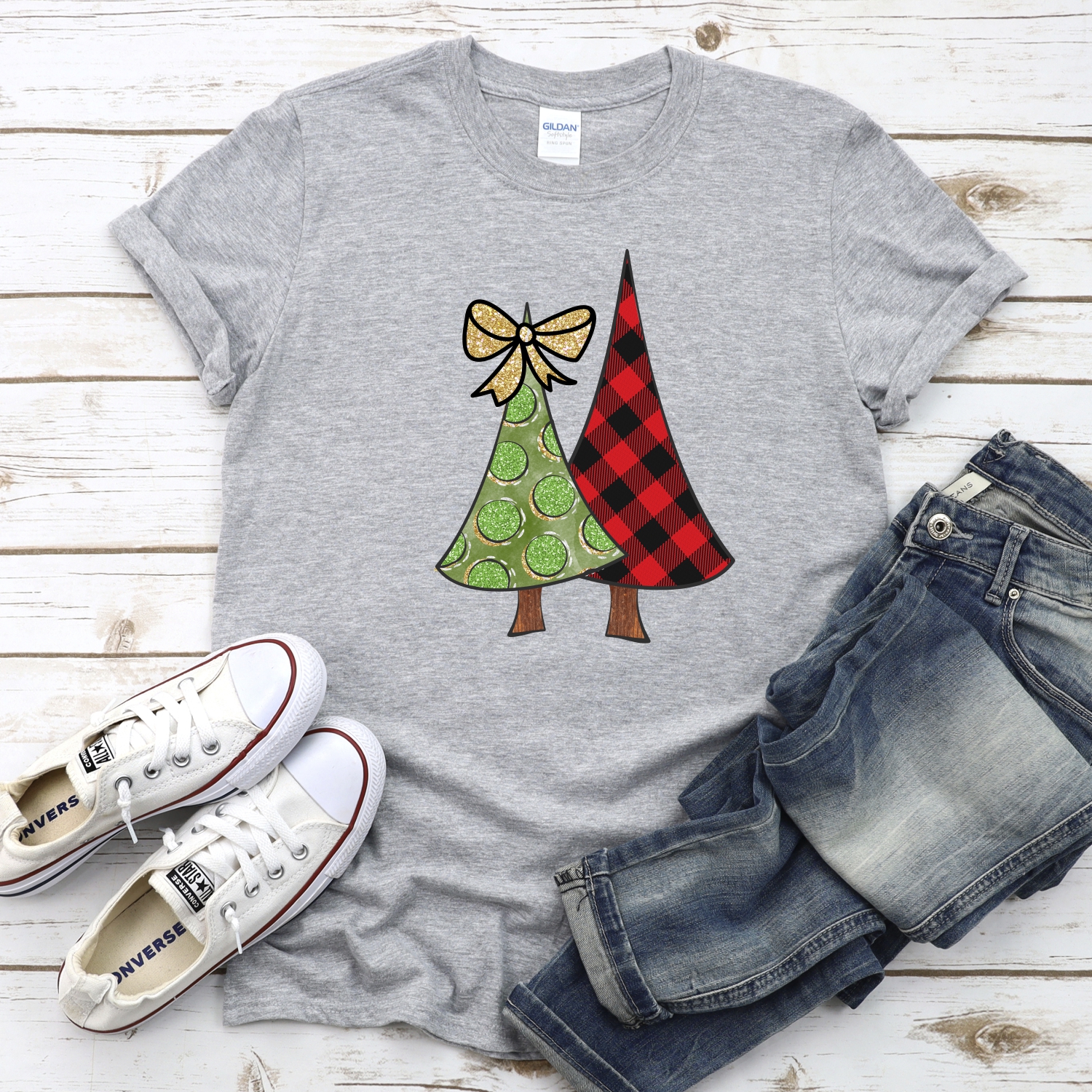 Green Red plaid double tree *DTF* Transfer - Image 2