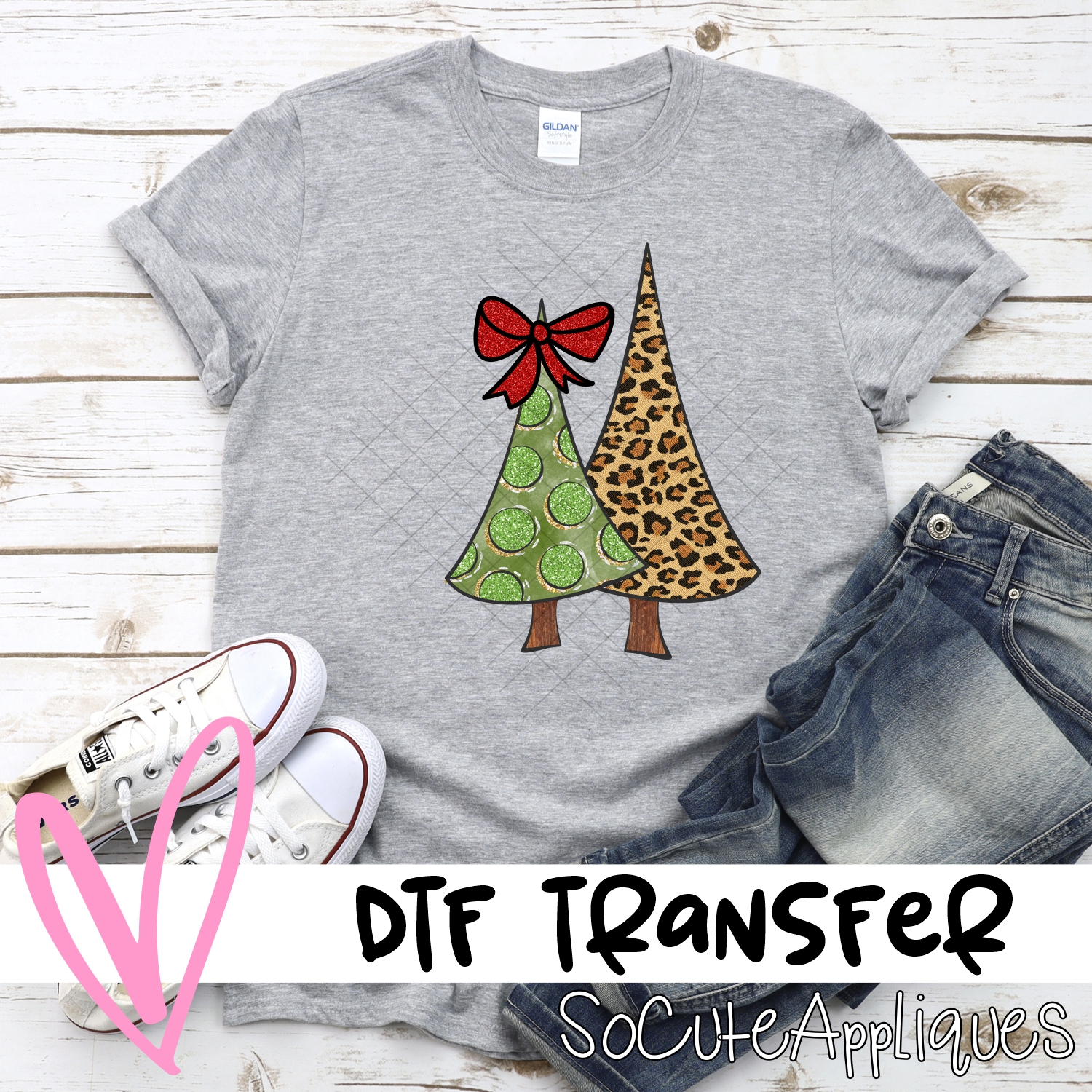 Green Red Leopard double tree *DTF* Transfer