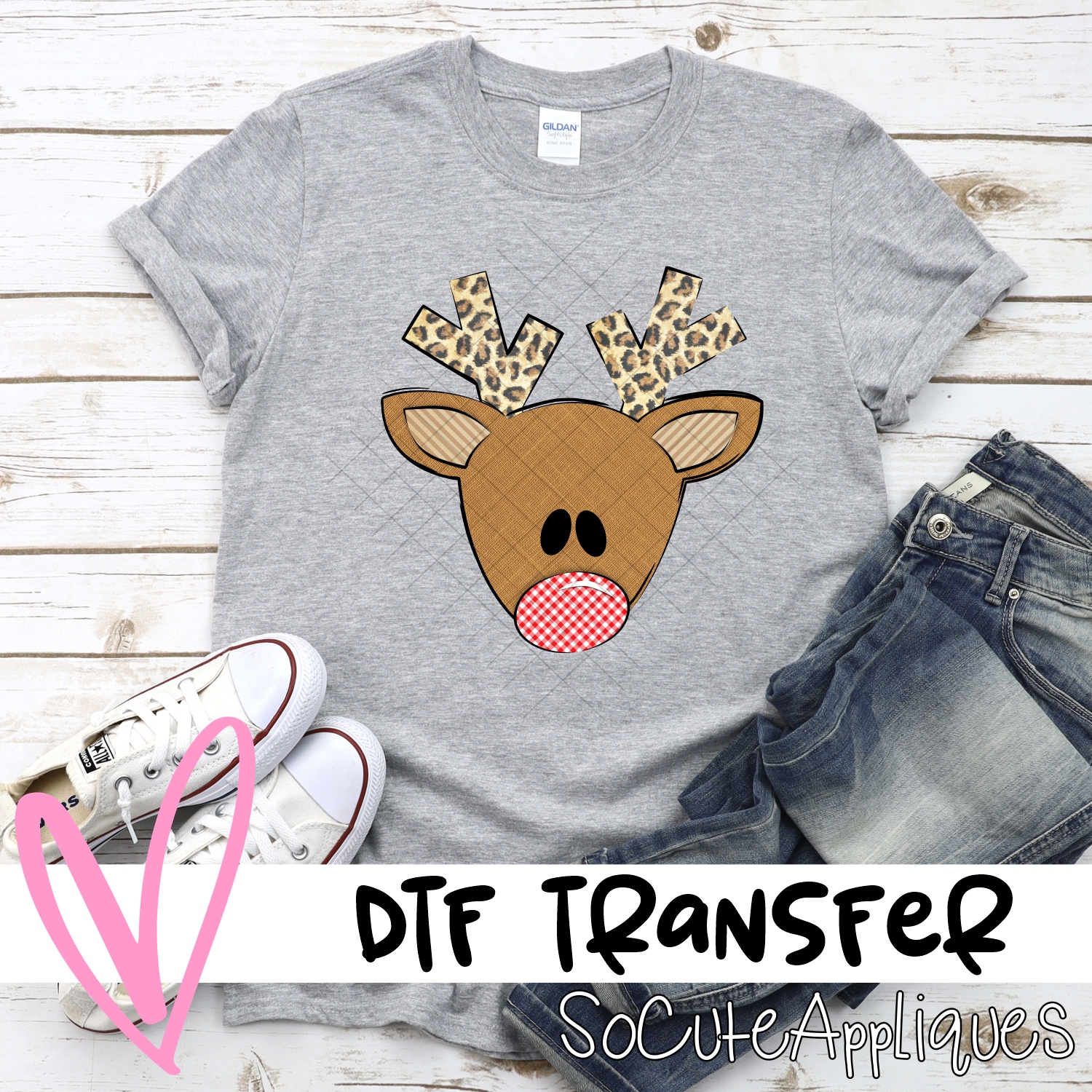 Triangle deer leopard antlers *DTF* Transfer