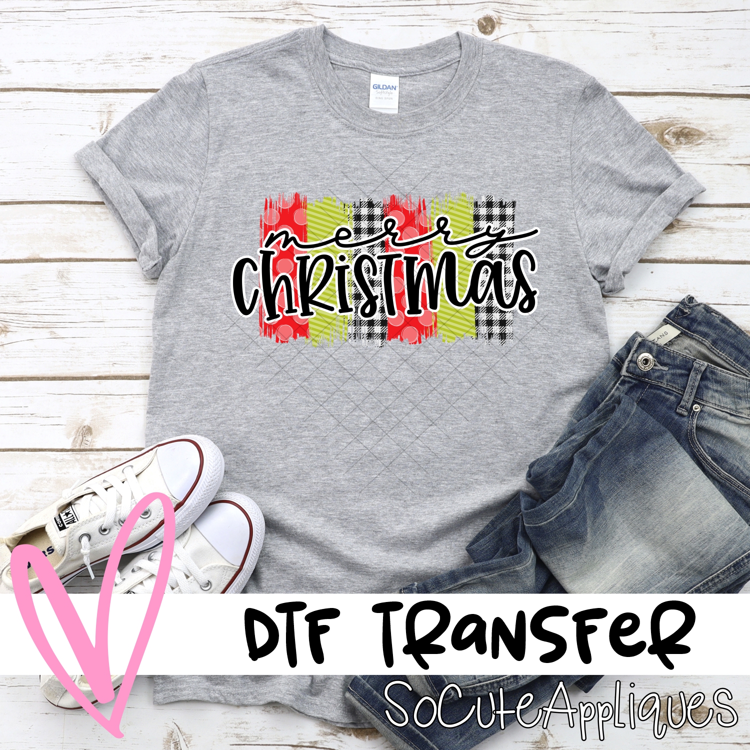 Merry Christmas red green swatches *DTF* Transfer