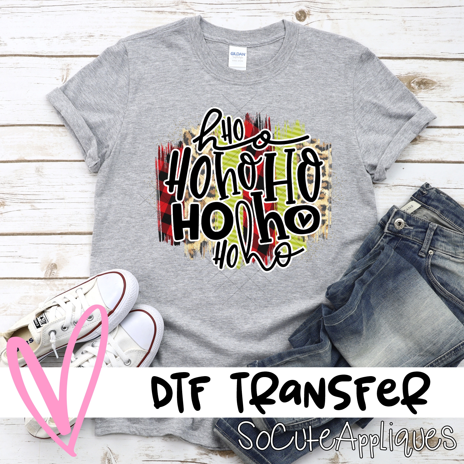 Ho ho ho red green leopard swatch *DTF* Transfer
