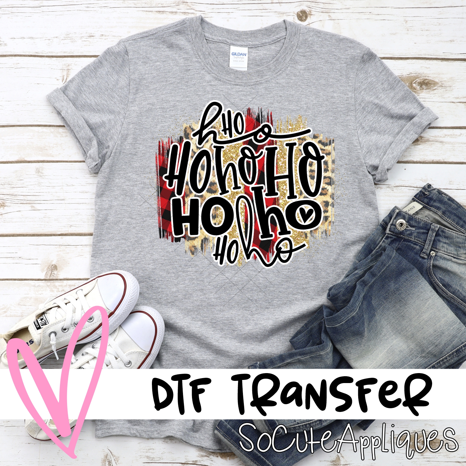 Ho ho ho red gold leopard swatch *DTF* Transfer