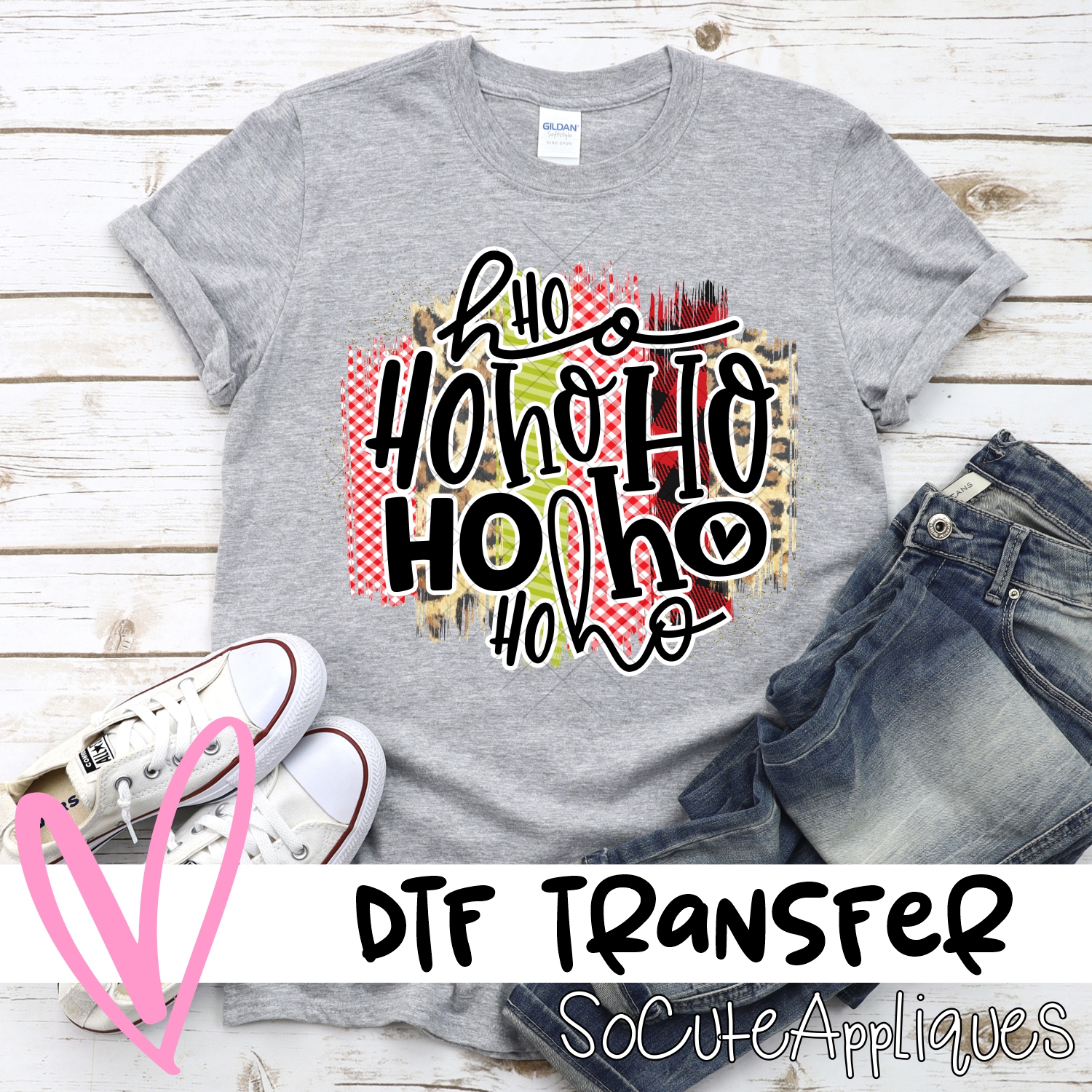 Ho ho ho red green leopard swatch *DTF* Transfer