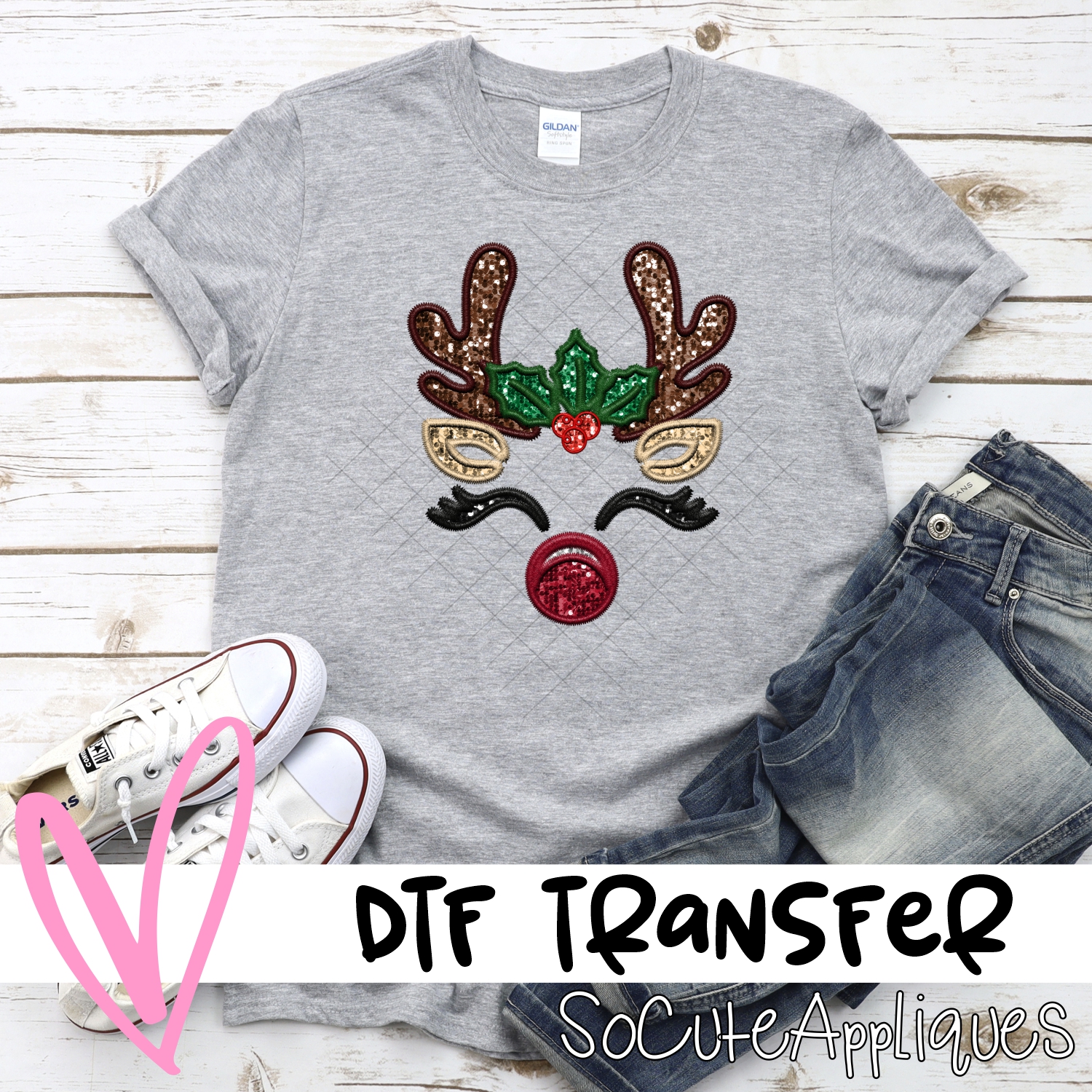Sequin reindeer *DTF* Transfer
