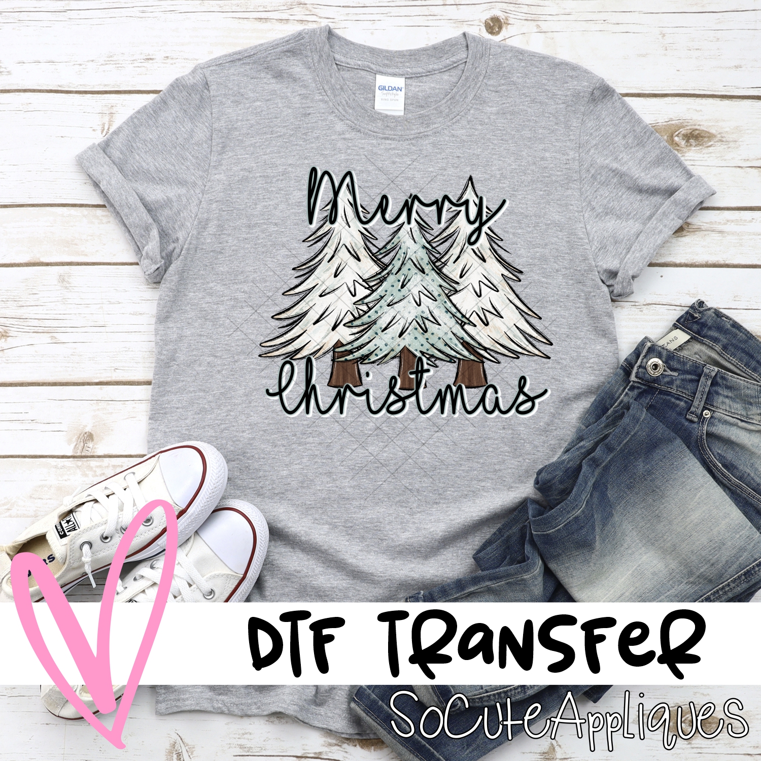 Merry Christmas tree trio *DTF* Transfer