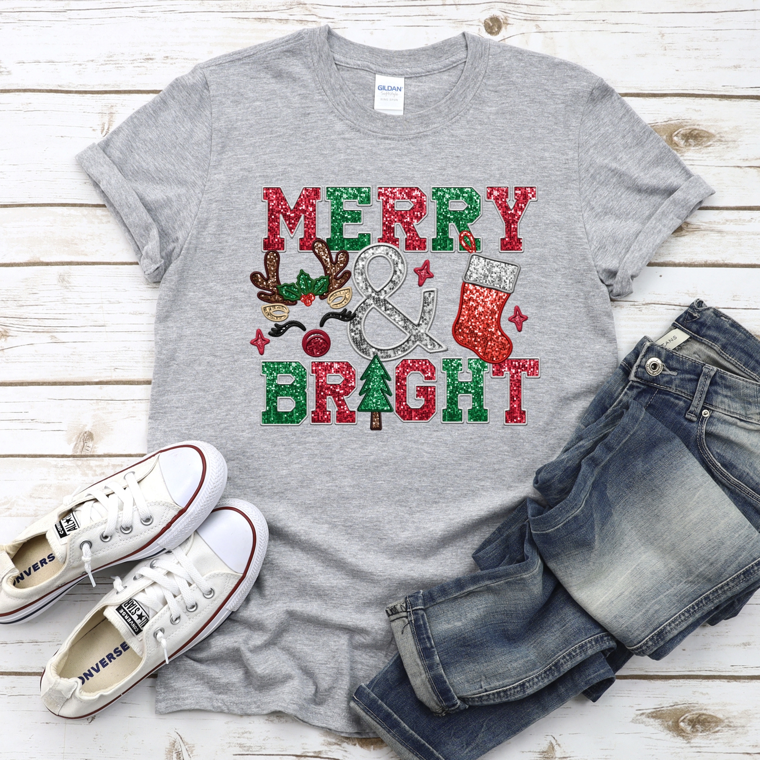 Merry and bright sequin *DTF* Transfer - Image 2
