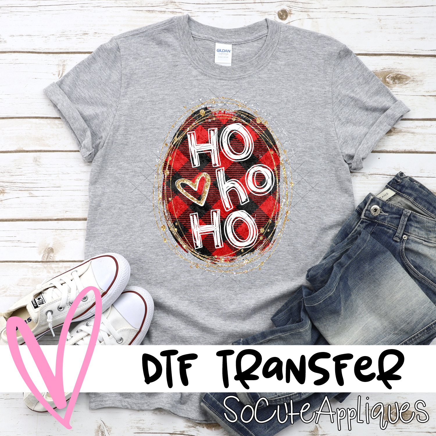 ho ho ho on red plaid *DTF* Transfer