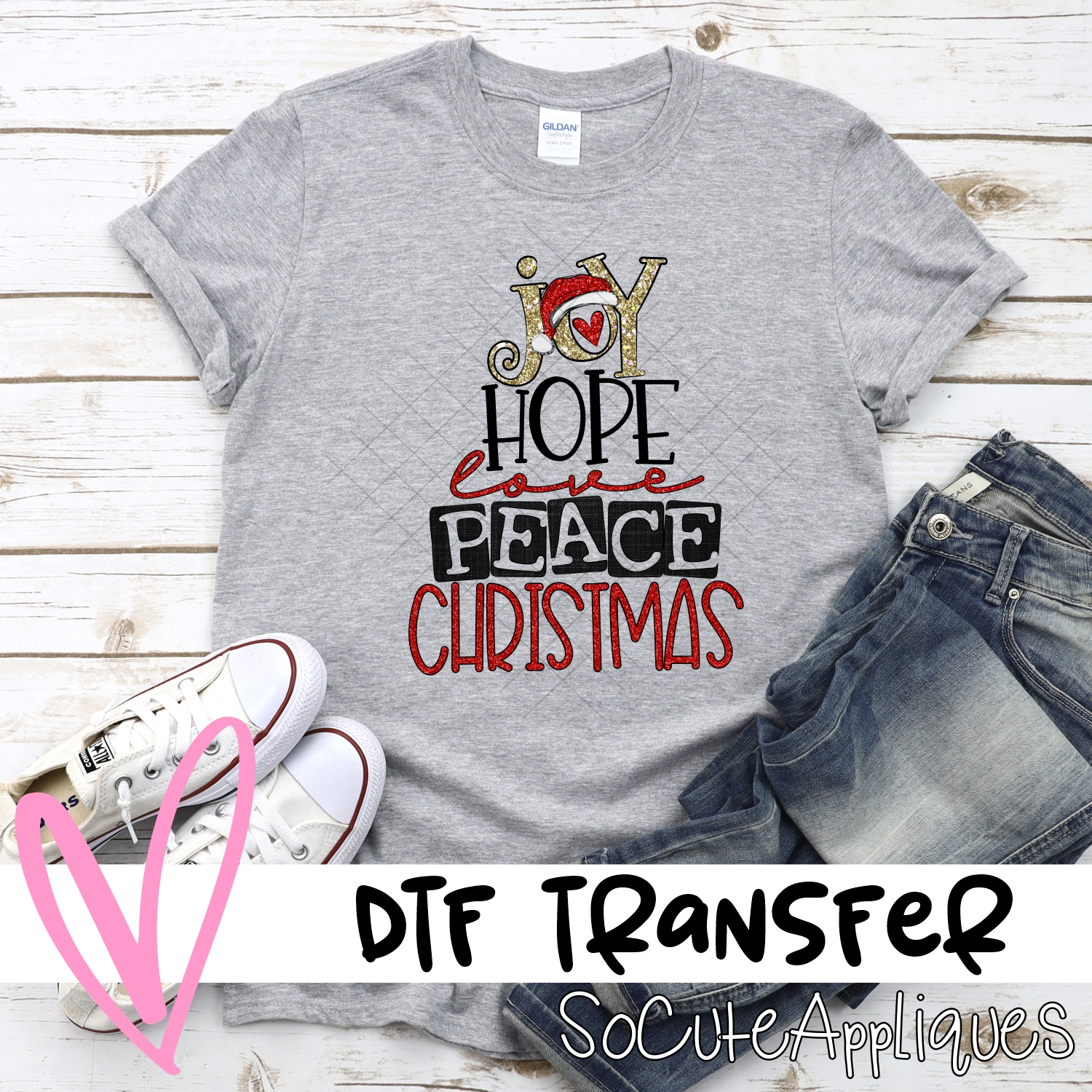 Joy hope peace love Christmas Gold *DTF* Transfer