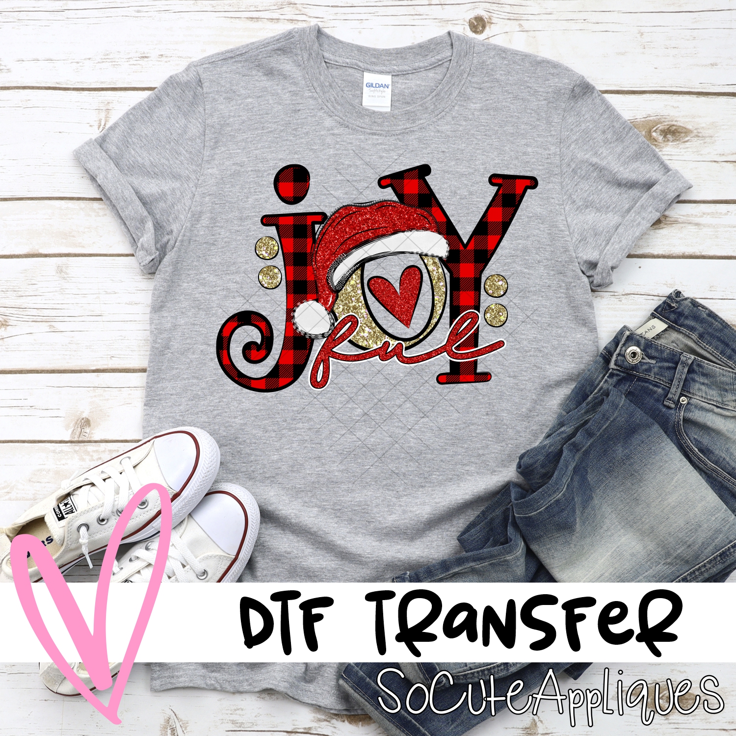 Joyful plaid gold O glitter hat *DTF* Transfer