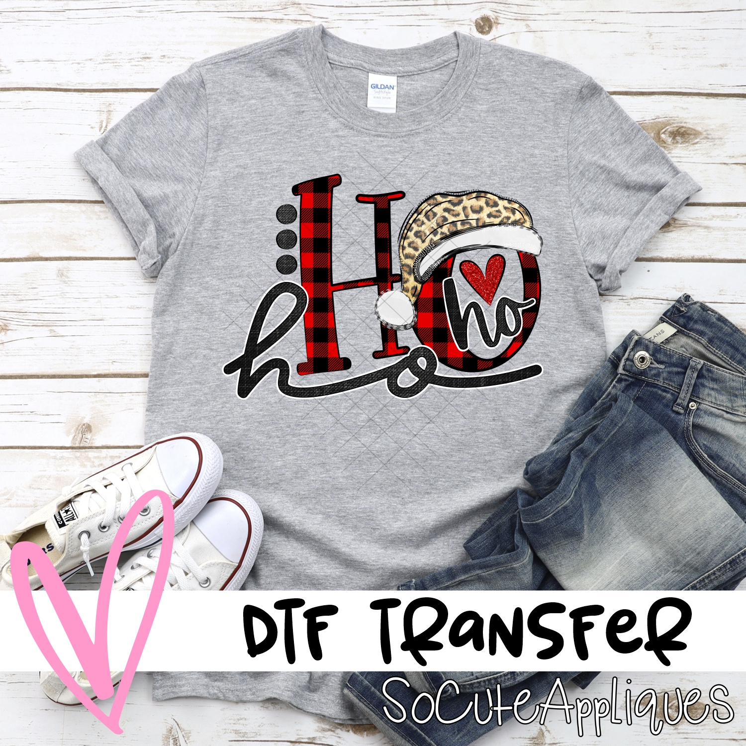 Ho ho ho plaid leopard hat *DTF* Transfer