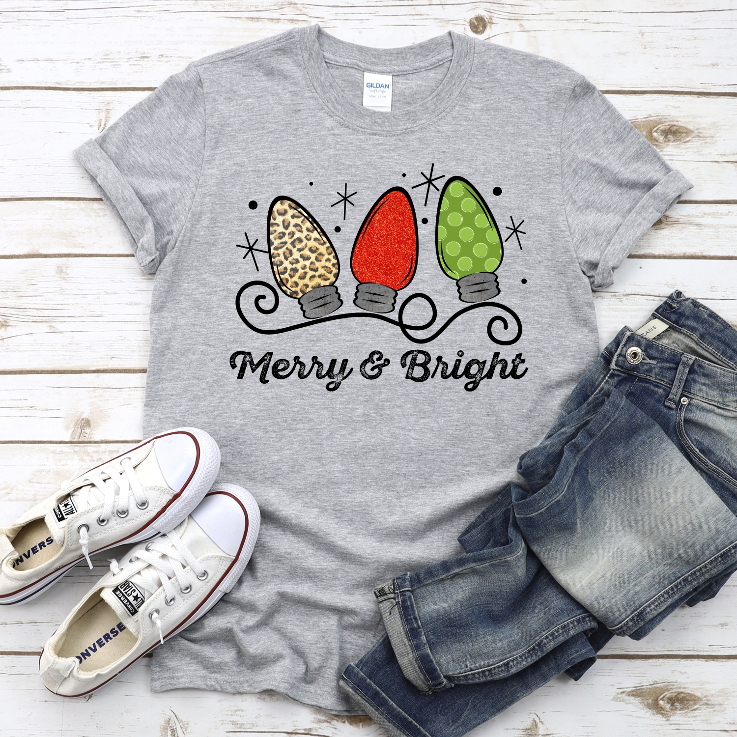 Merry and bright leopard red green *DTF* Transfer - Image 2
