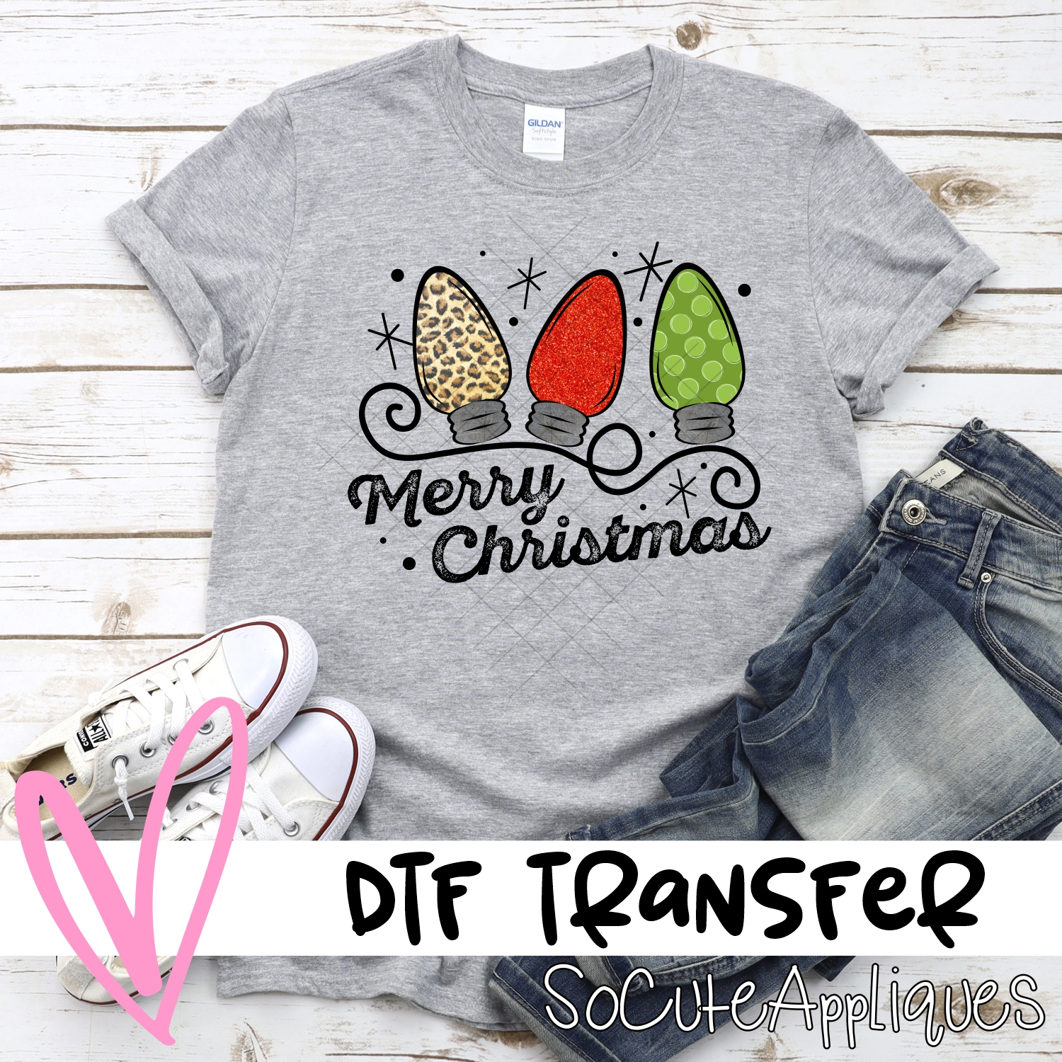 Merry Christmas leopard red green *DTF* Transfer
