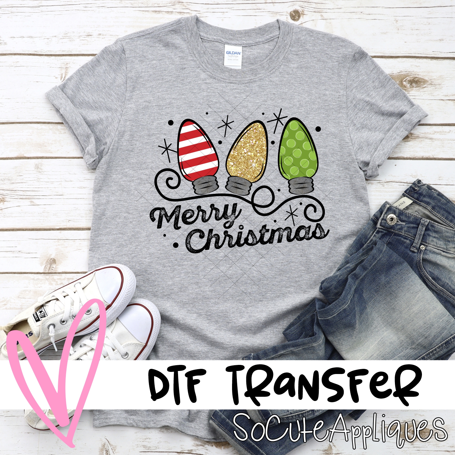 Merry Christmas red gold green *DTF* Transfer