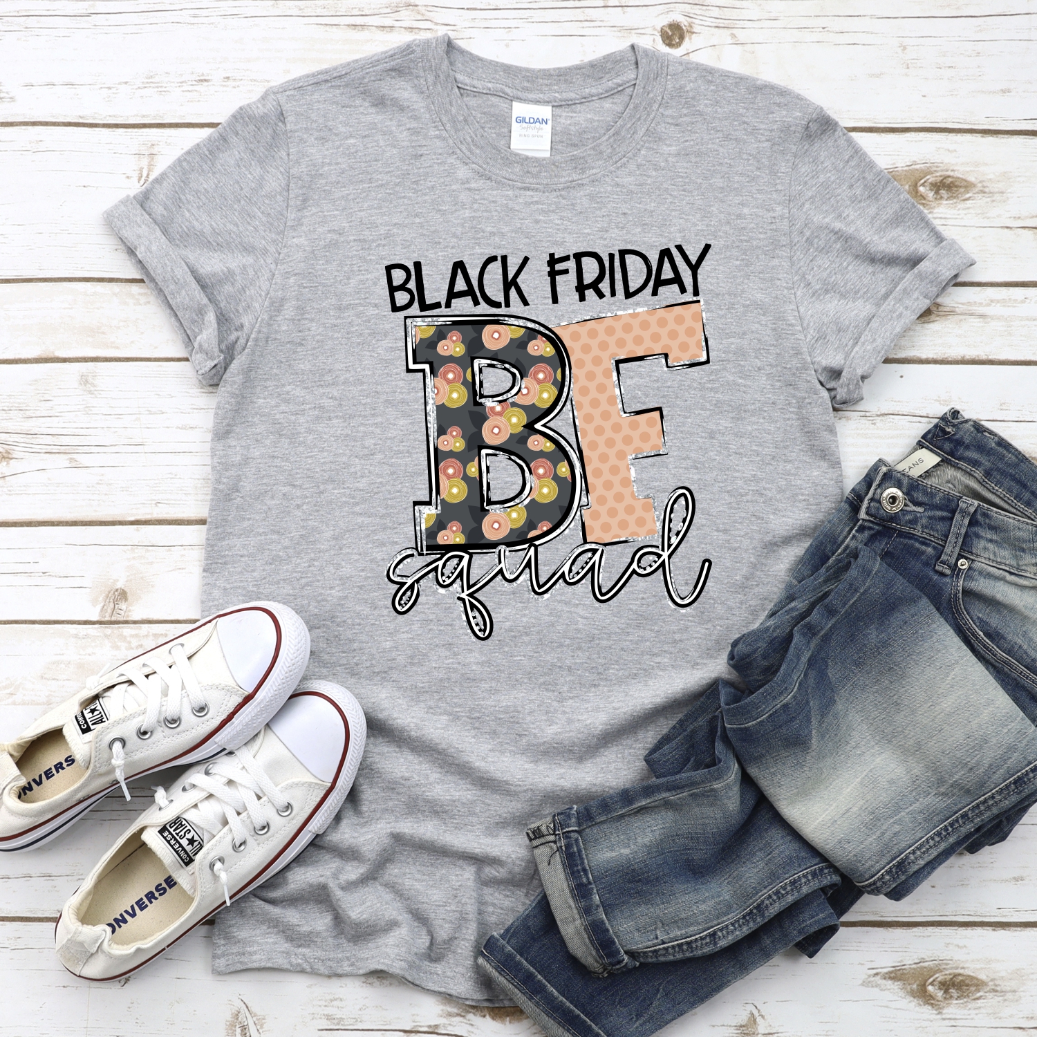 BF black friday squad flower and dot *DTF* Transfer - Image 2